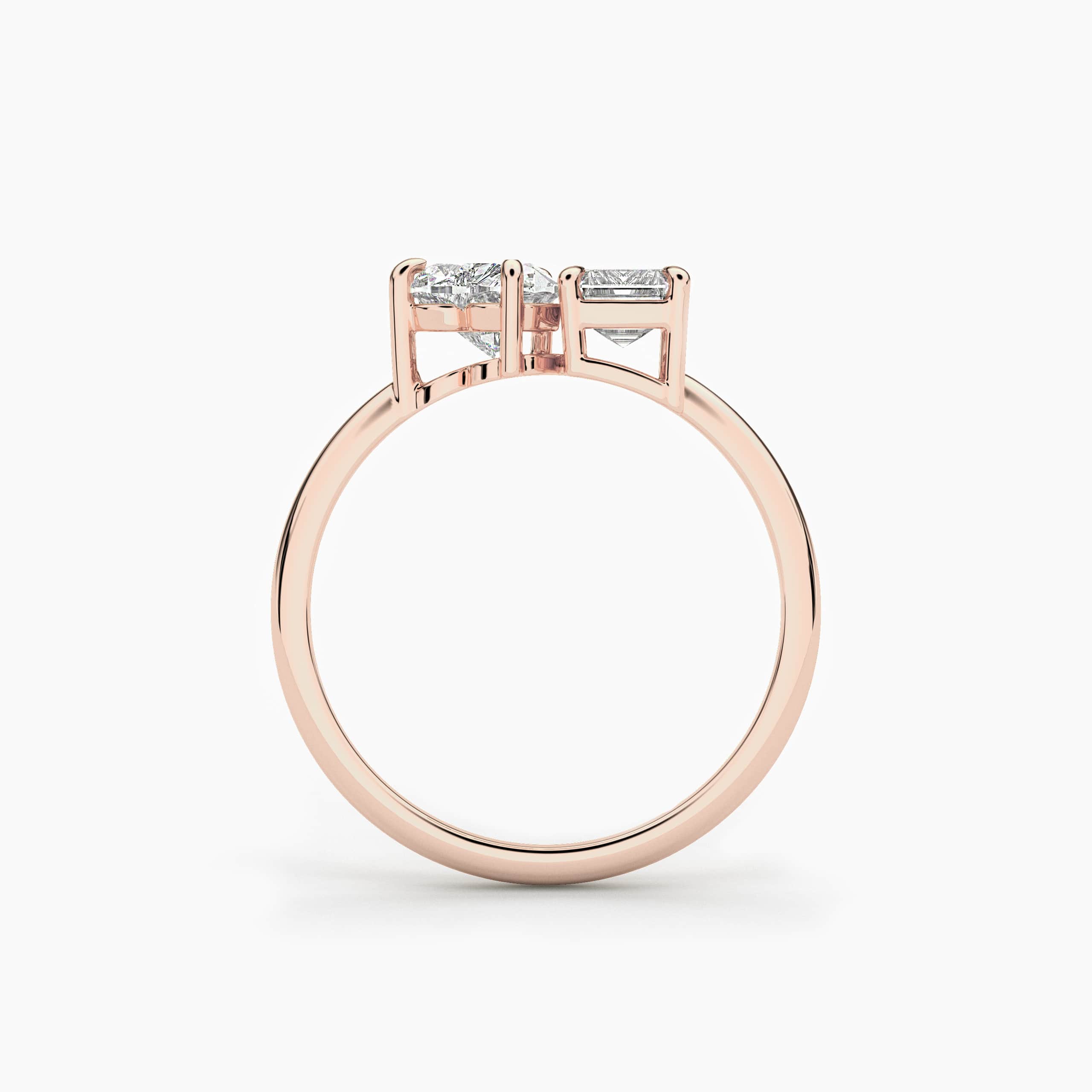 Emerald And Heart Cut Diamond Toi Et Moi Engagement Ring In Rose Gold