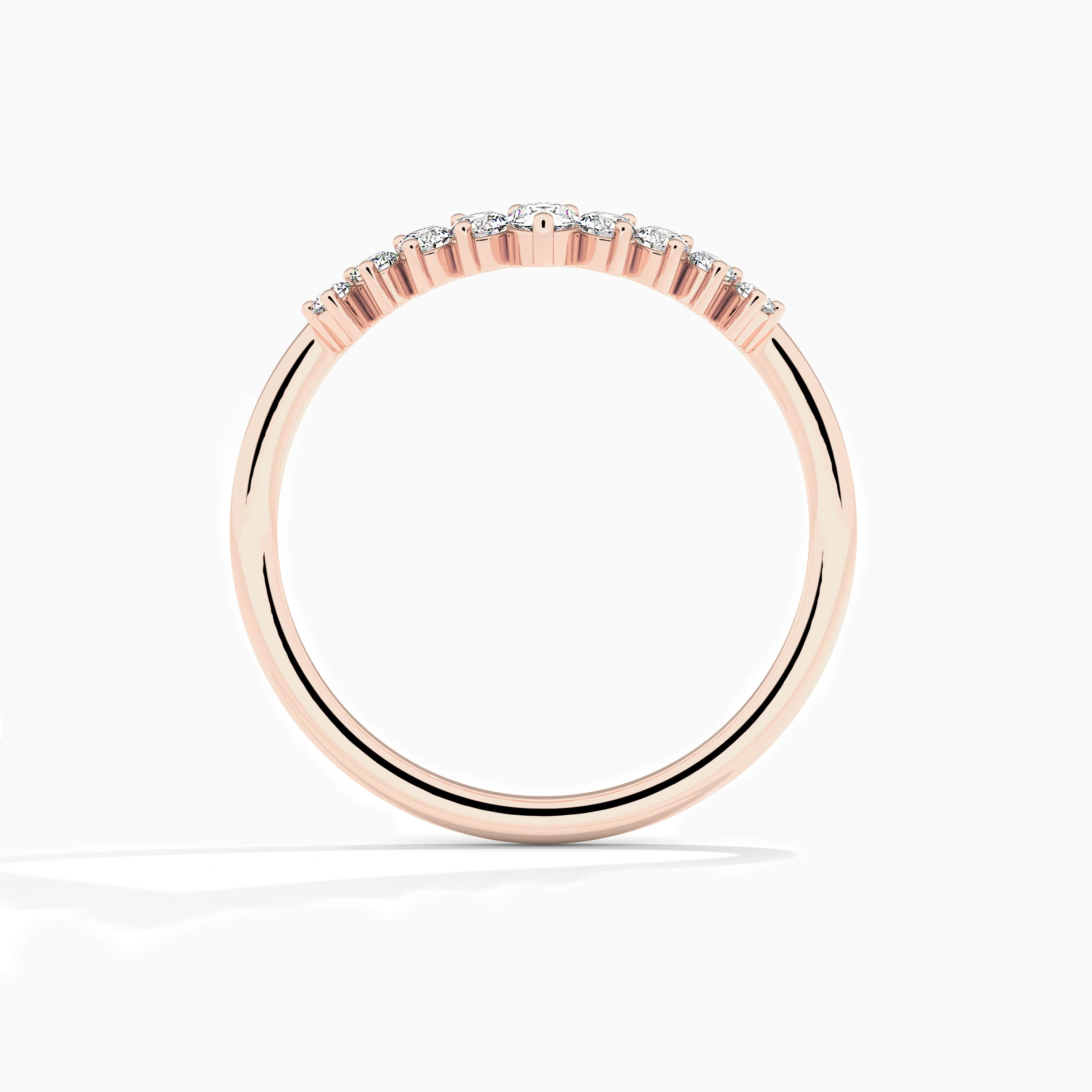 rose gold moissanite diamond curved ring