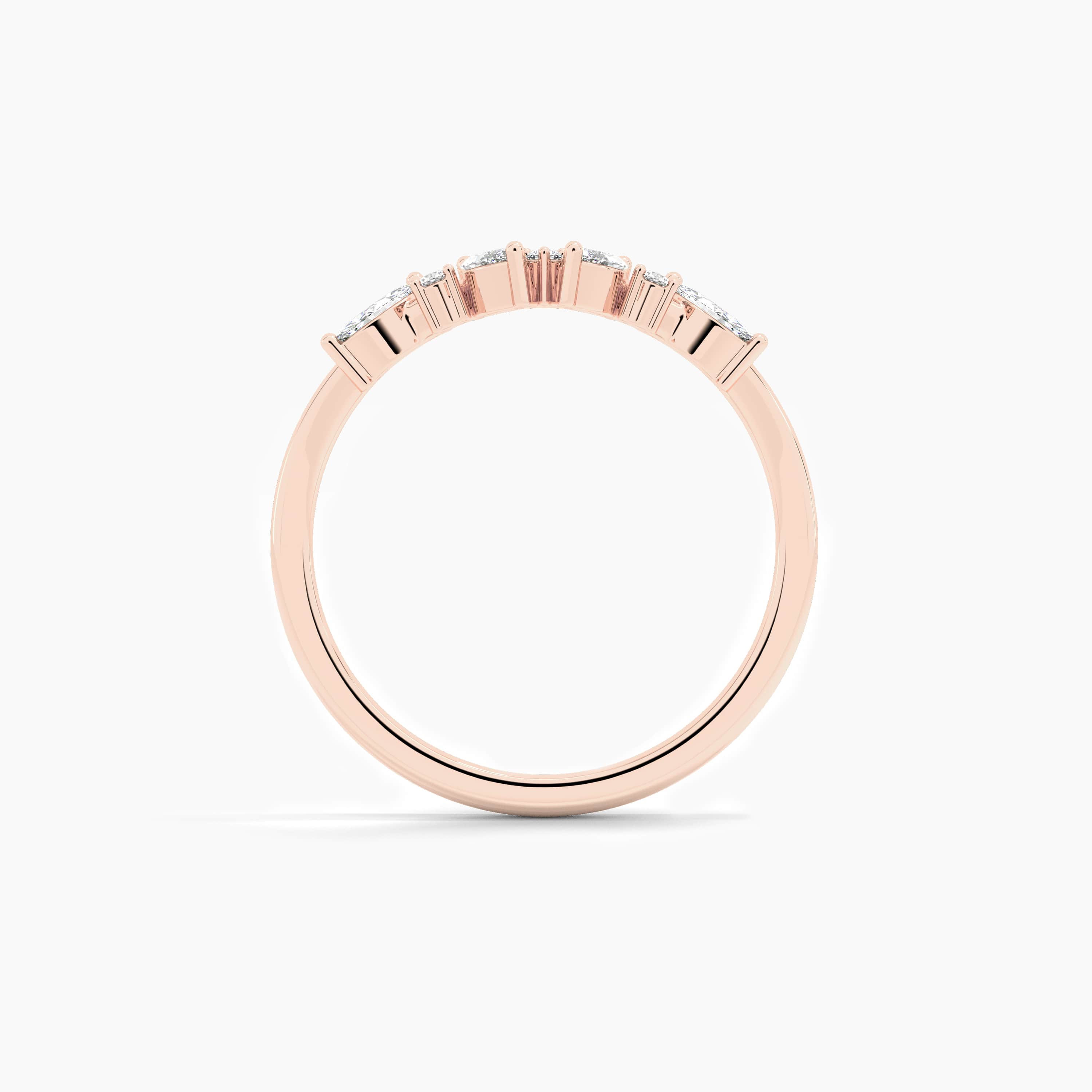 curved ring in lab grown diamond ring rose gold