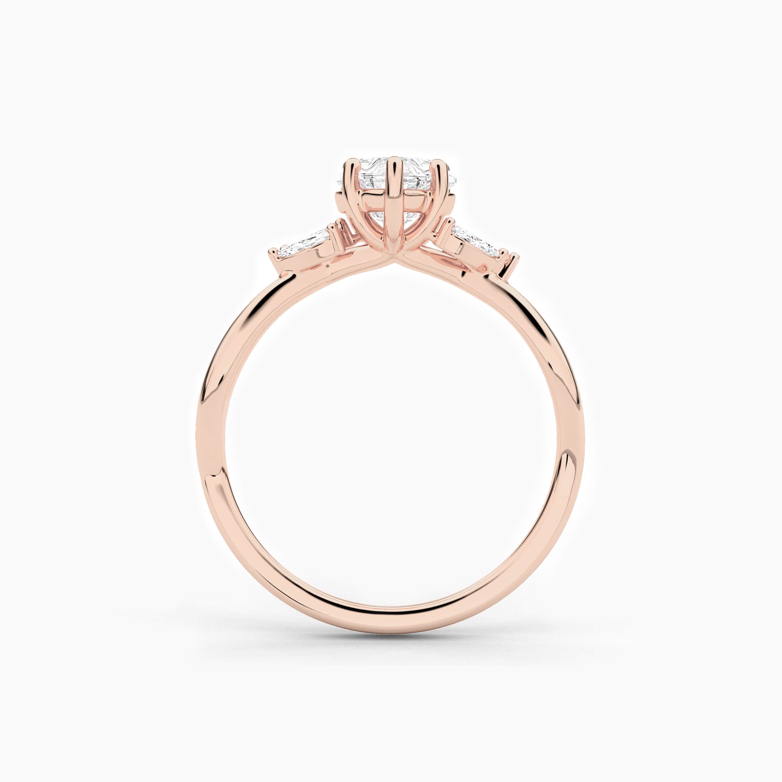 Nature Unique Heart Moissanite Engagement Ring Rose Gold