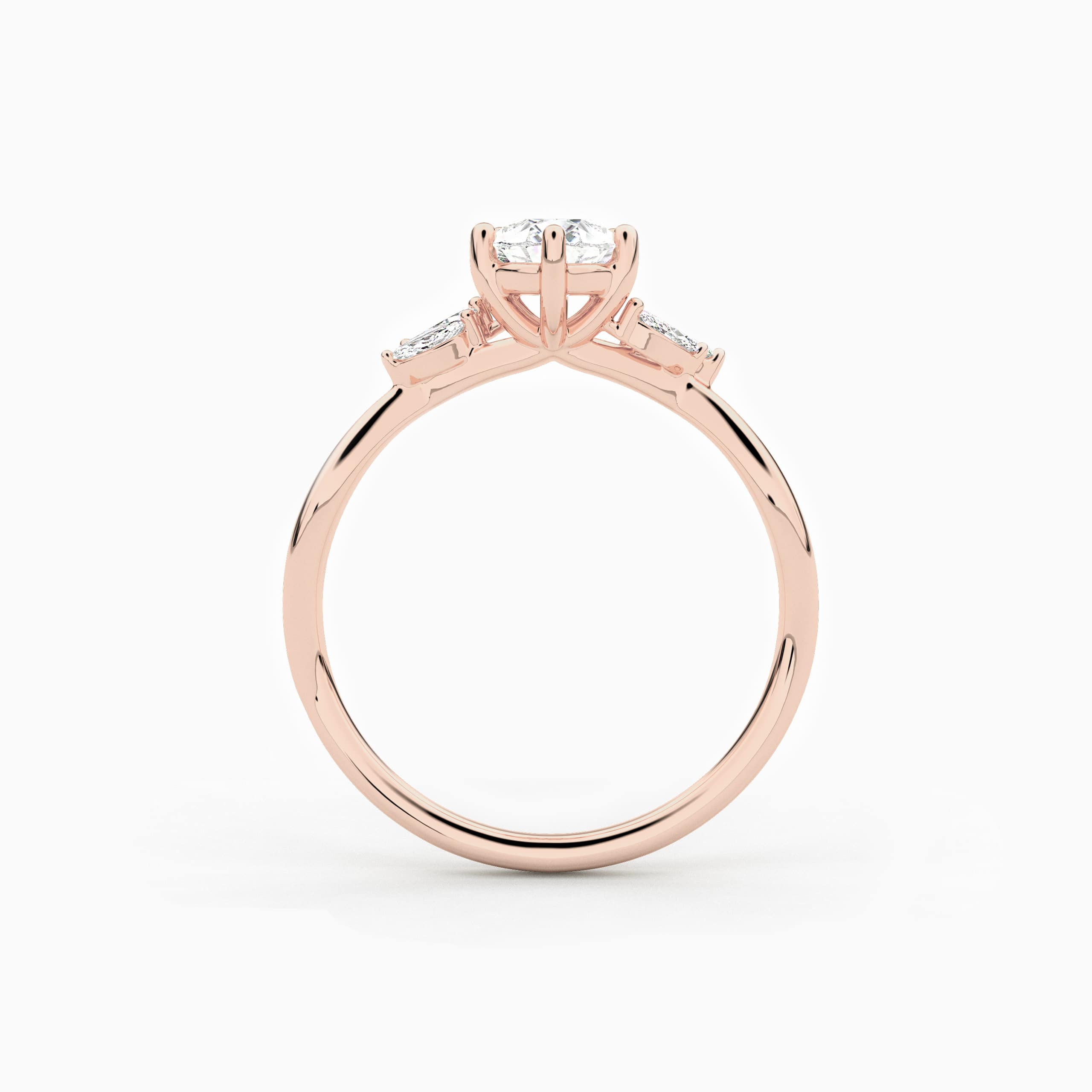 Pear Cut Moissanite Engagement Ring In Nature Inspired Ring In Rose Gold For Woman