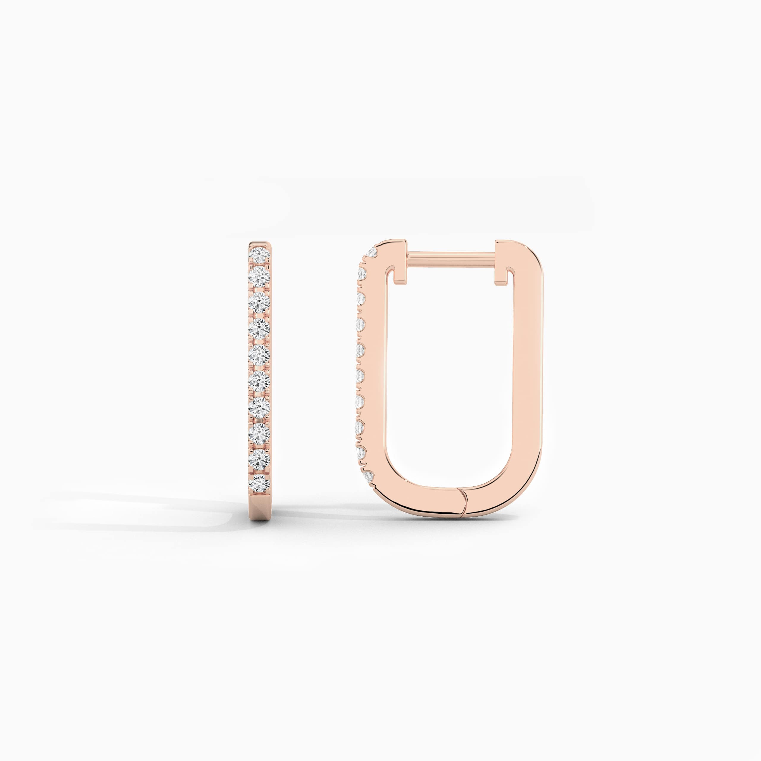 rose gold paperclip hoop earrings