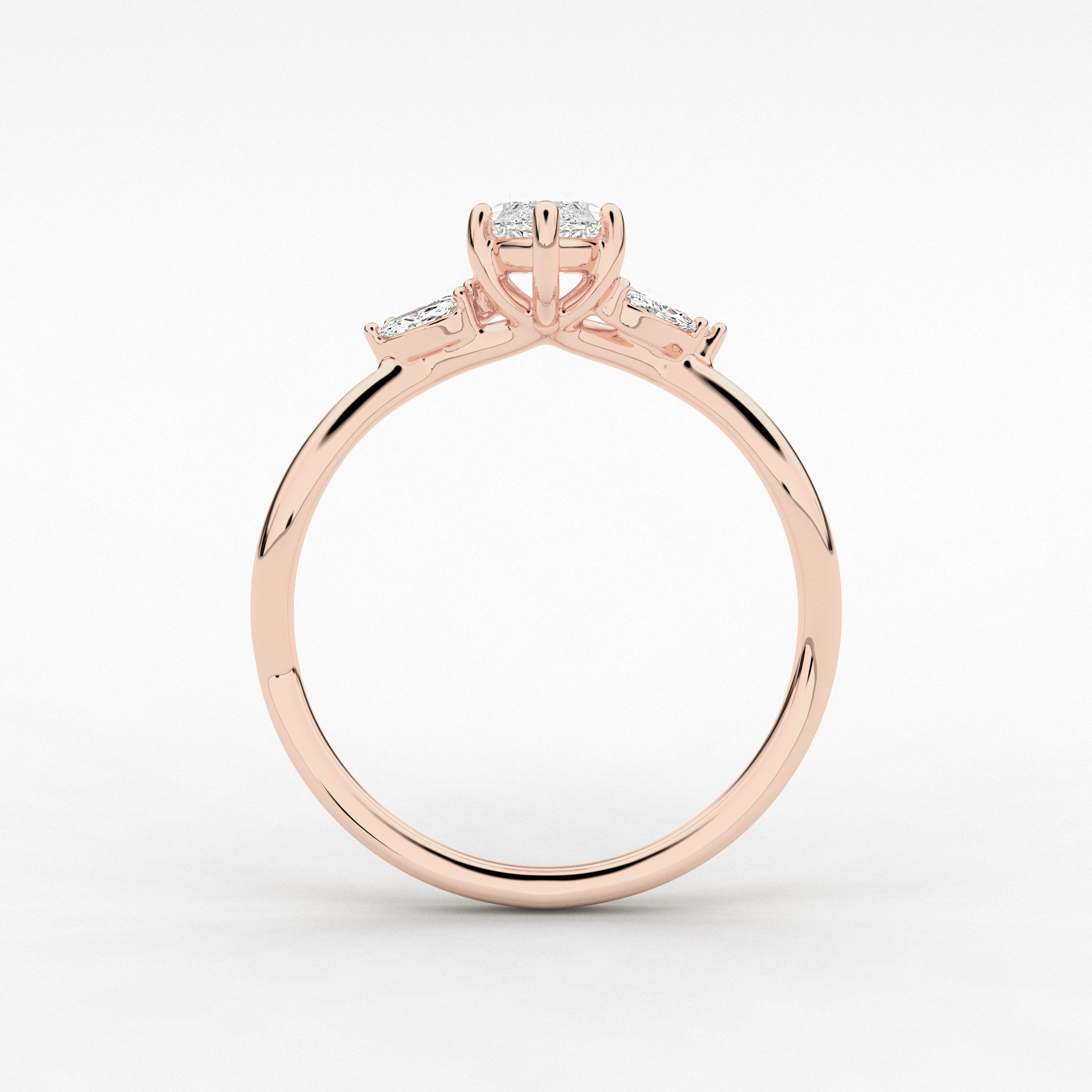 Marquise Cut Moistness Engagement Ring In Nature Inspired Ring In Rose Gold 
