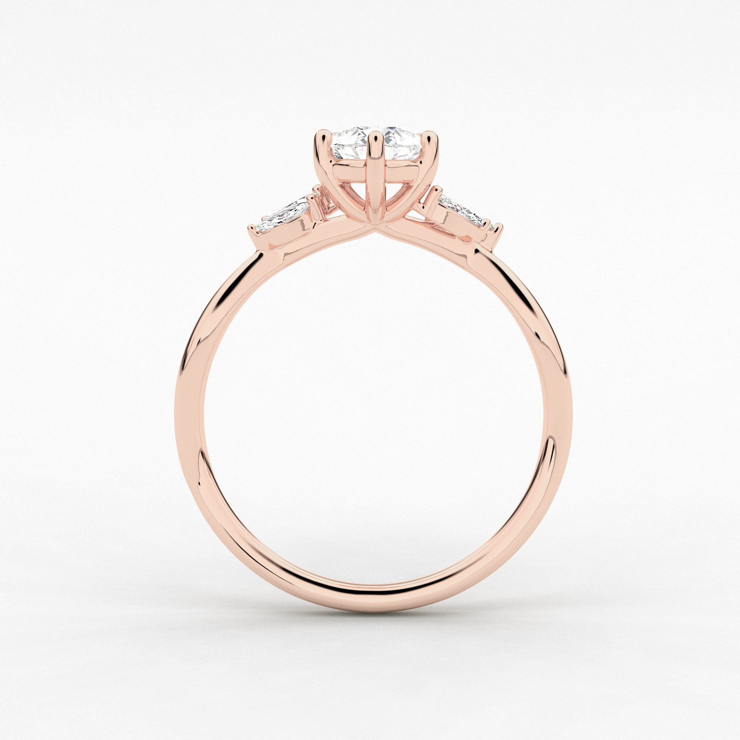 Pear Cut Moissanite Engagement Ring In Nature Inspired Ring In Rose Gold For Woman