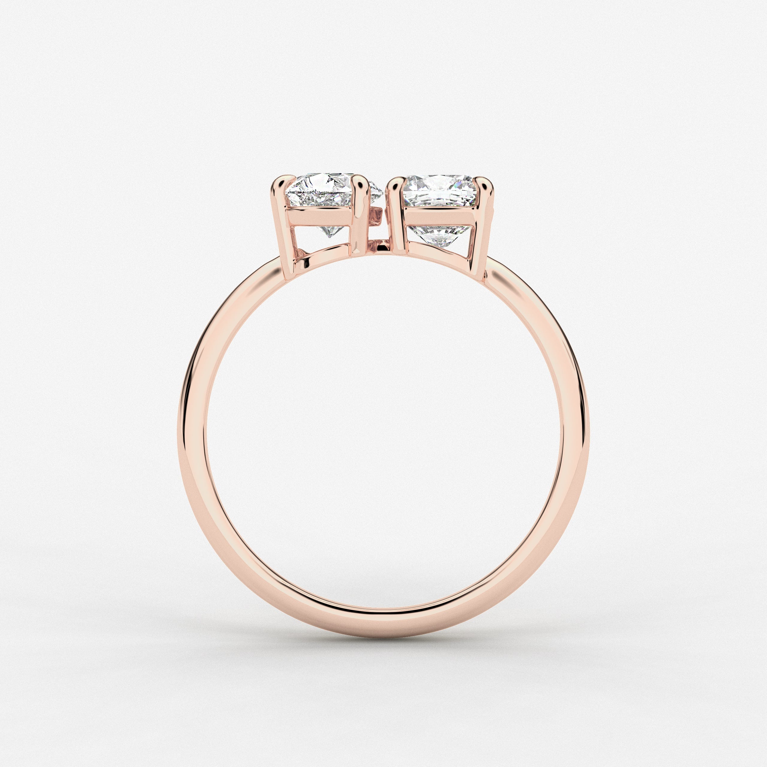 Toi Et Moi Pear And Cushion Cut Diamond Wedding Ring In Rose Gold 