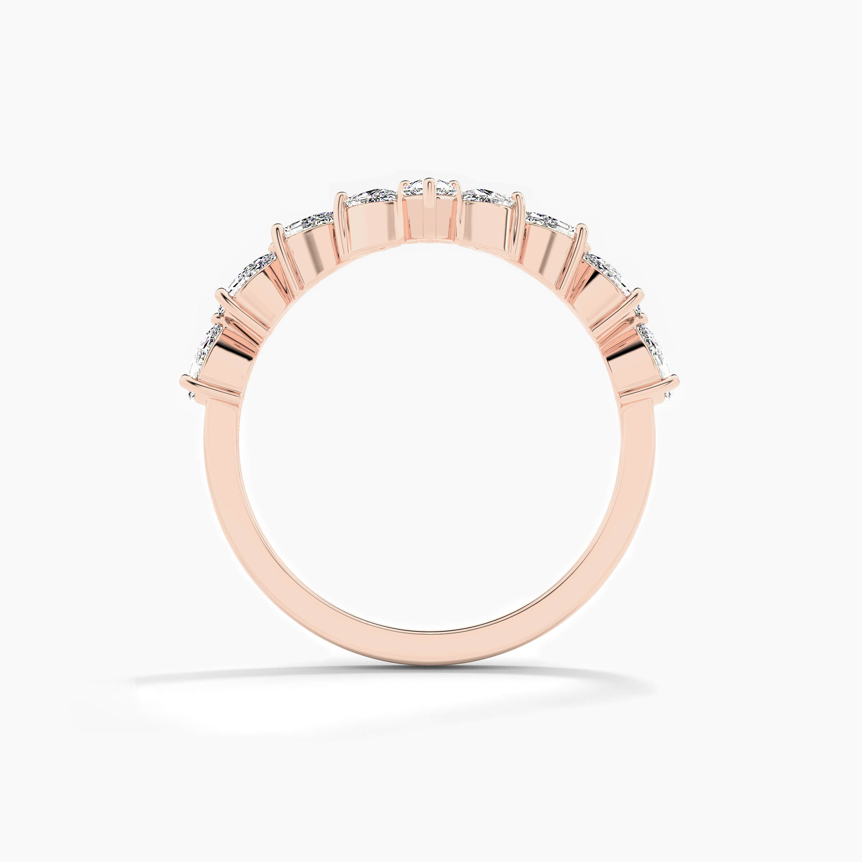 curved band moissanite diamond rose gold