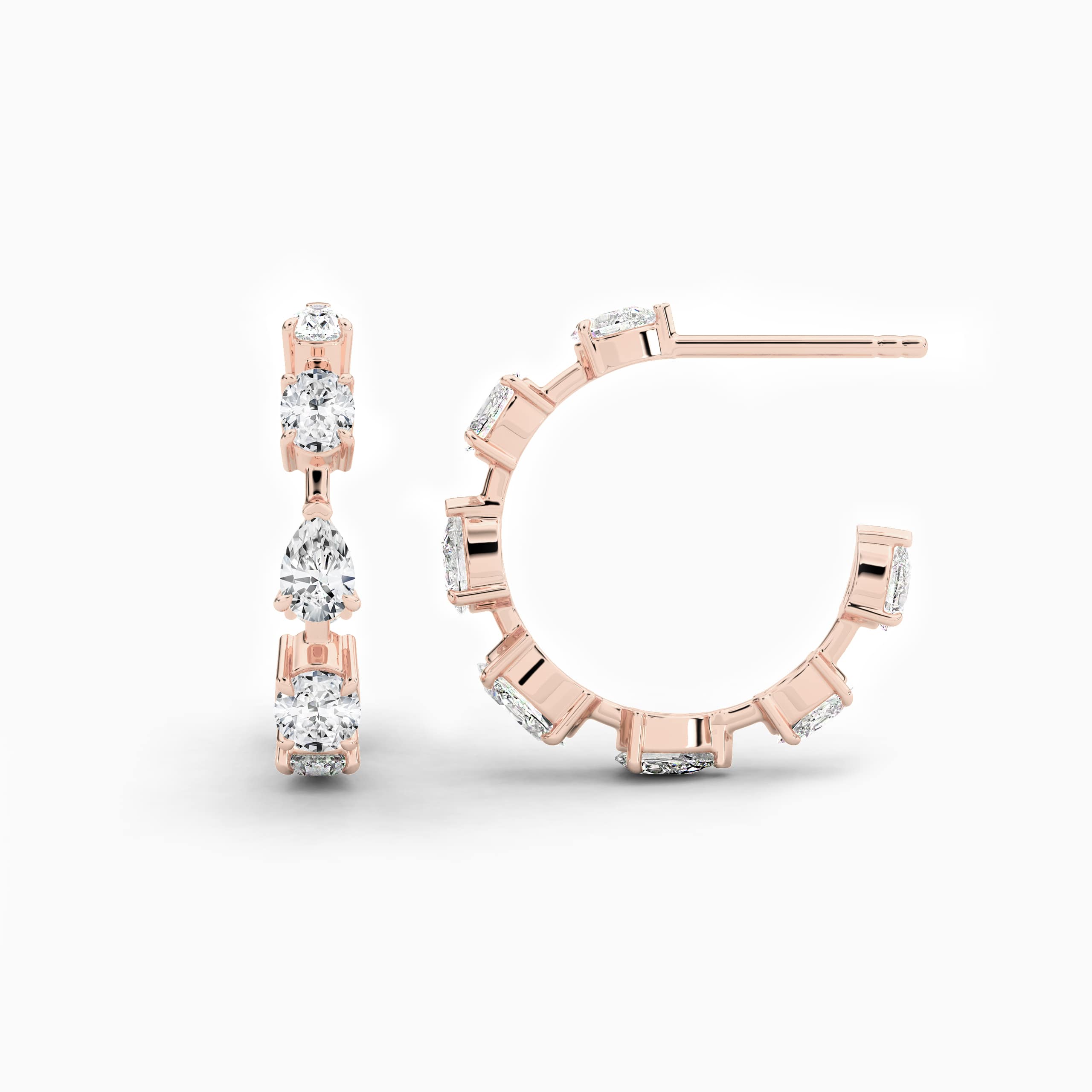 hoop earrings women side view in rose gold