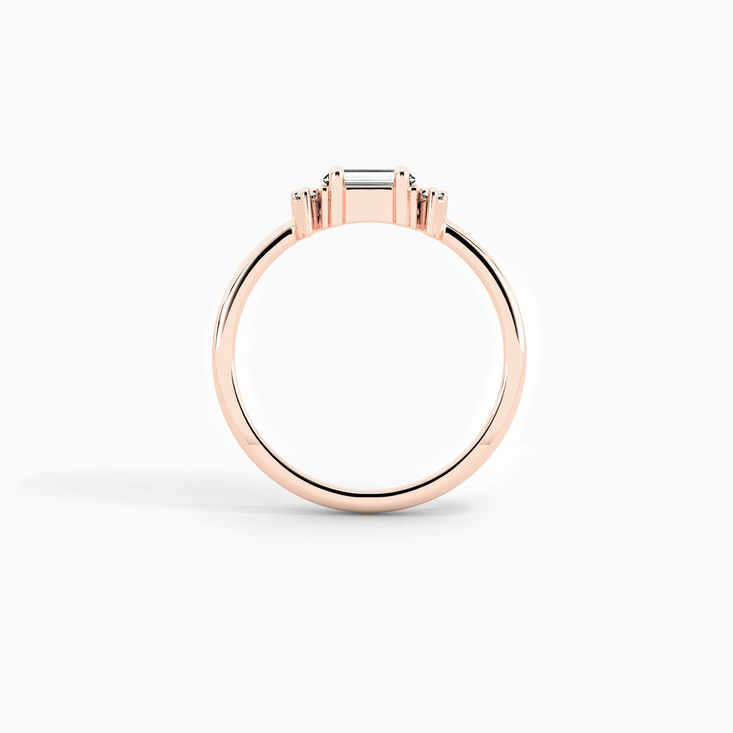 Rose Gold Baguette And Round Moissanite Diamond Fashion Ring  