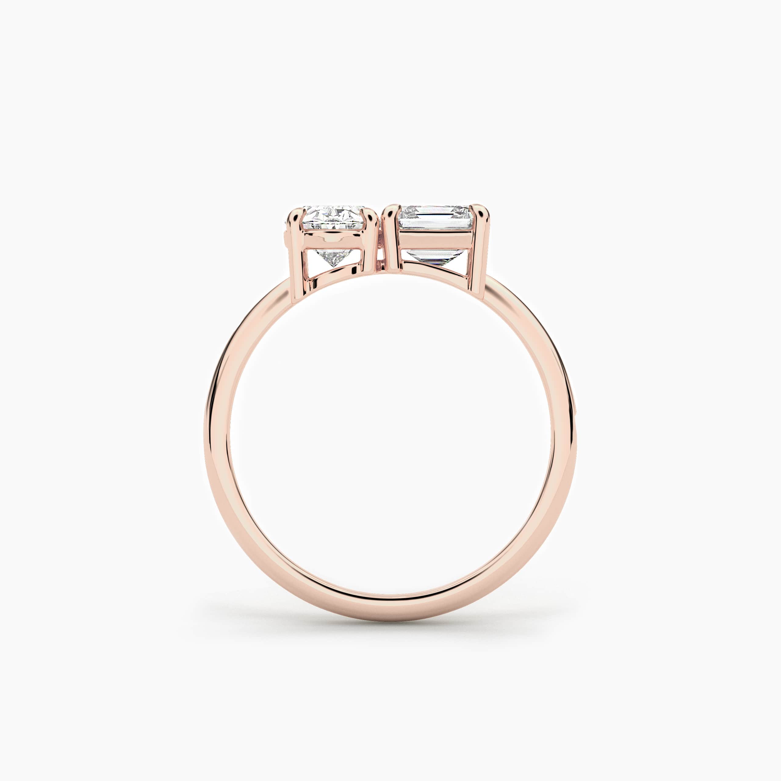 The Toi et Moi Asscher and Oval Engagement Ring In Rose Gold