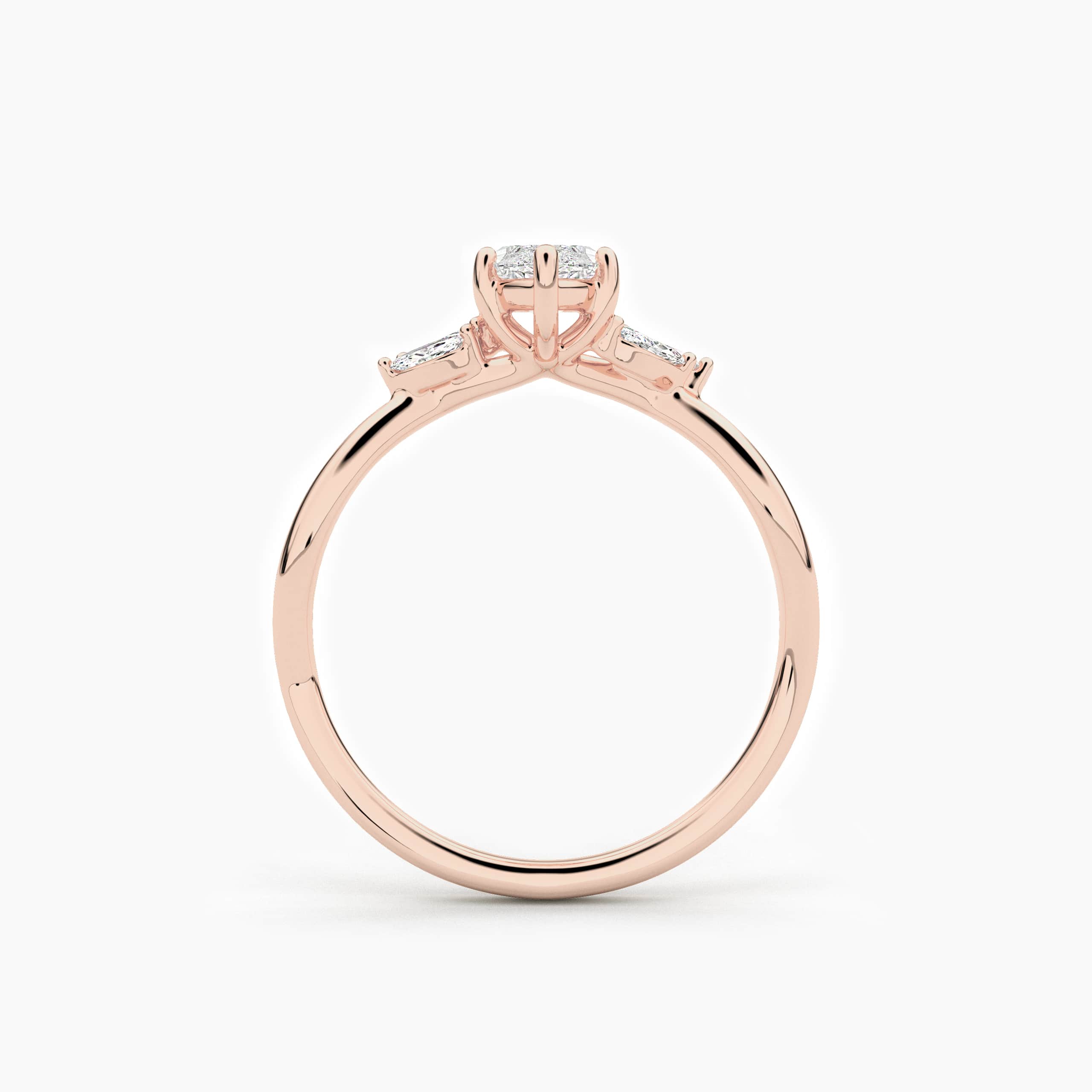Marquise Cut Moistness Engagement Ring In Nature Inspired Ring In Rose Gold