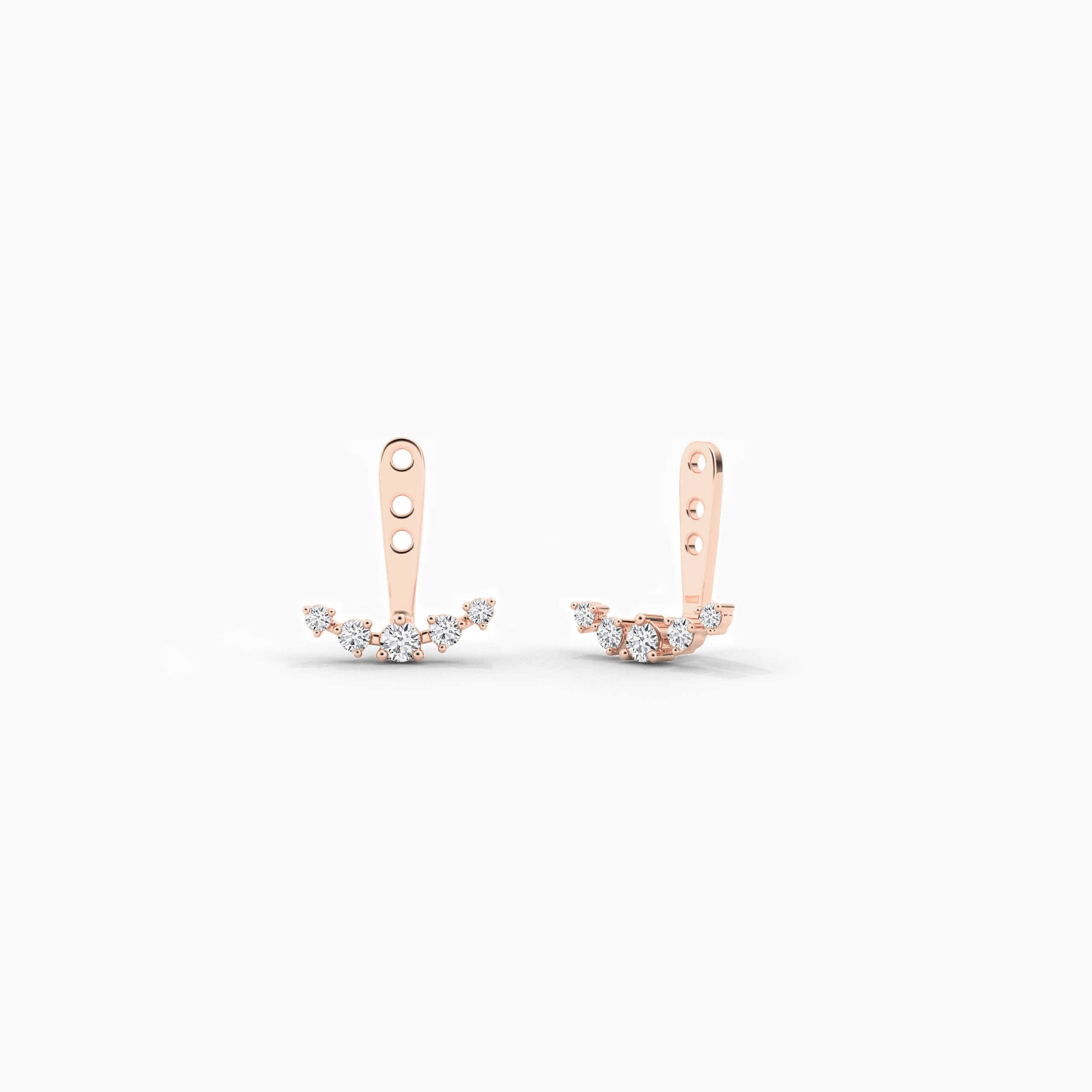 Round Cut Lab Grown Diamond Jacket Earring For Woman rose gold 