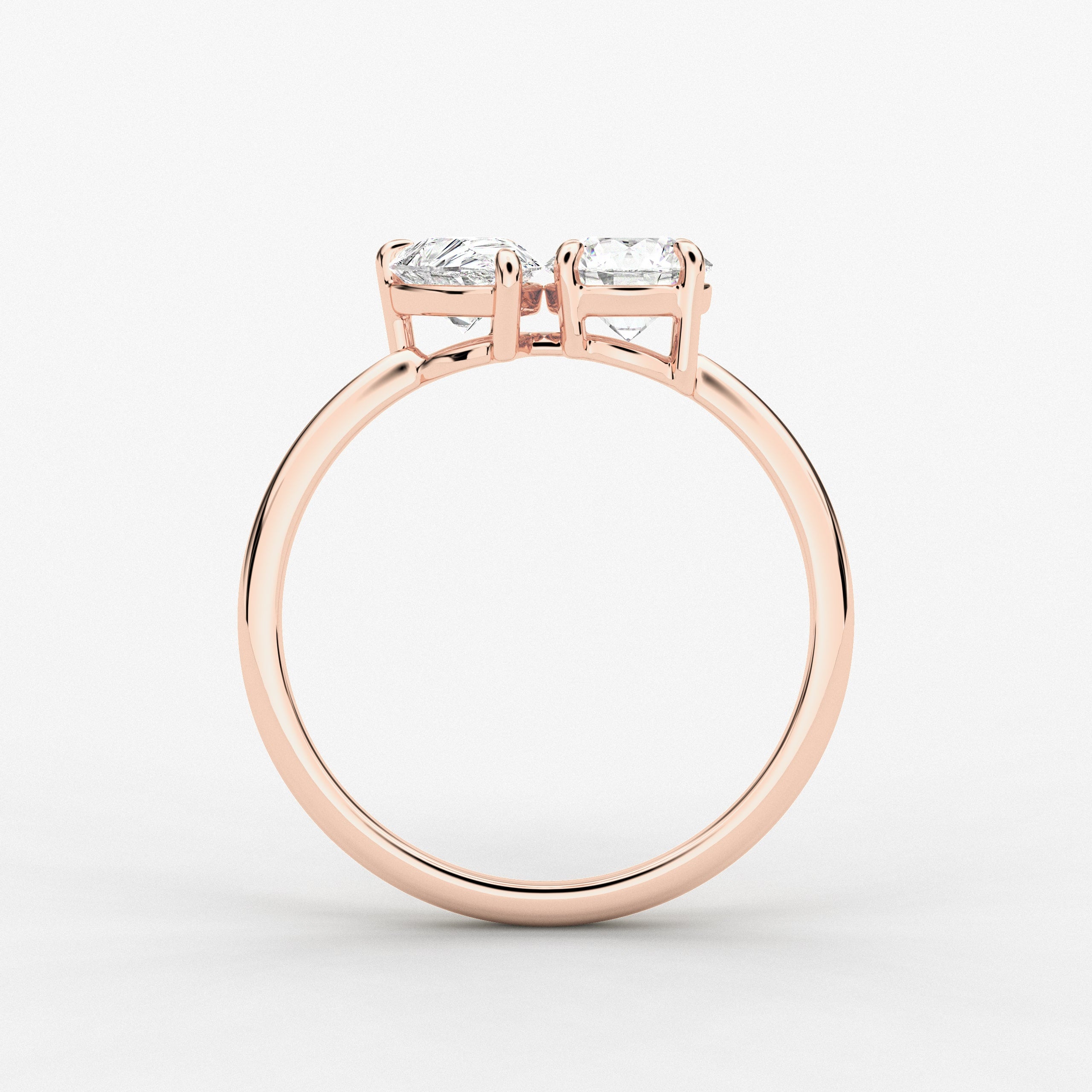 Round And Pear Cut Toi Et Moi  Lab Grown Diamond In Rose Gold 