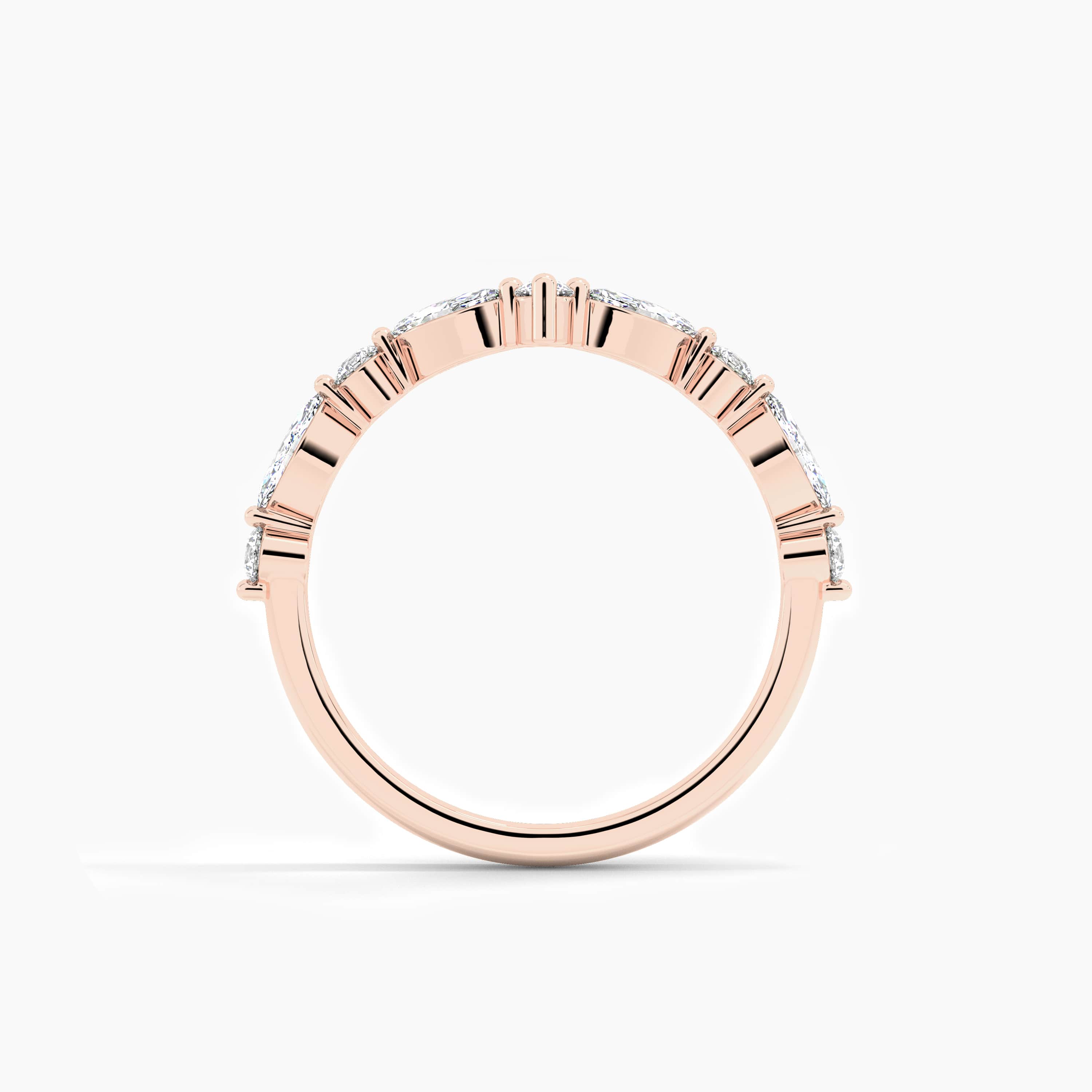 rose gold moissanite diamond curved ring