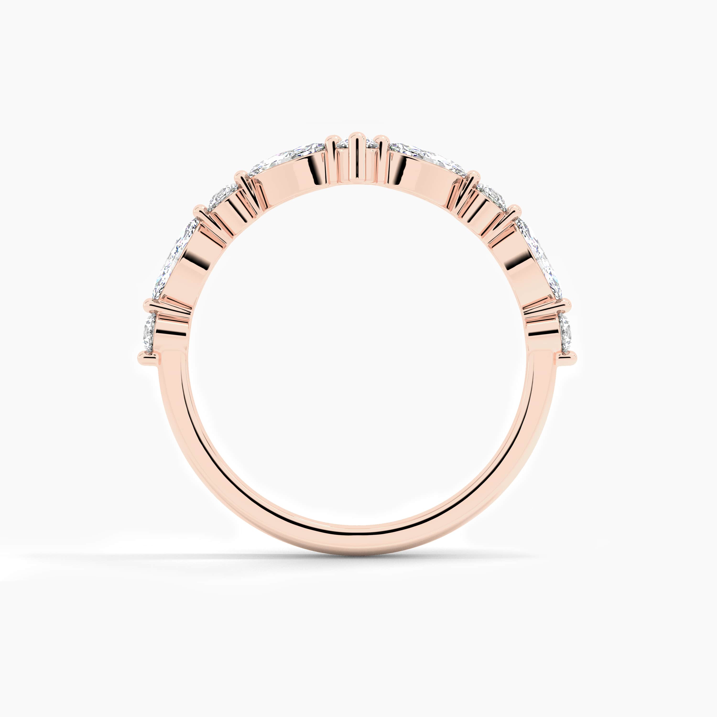 Curved Diamond Band Rose Gold