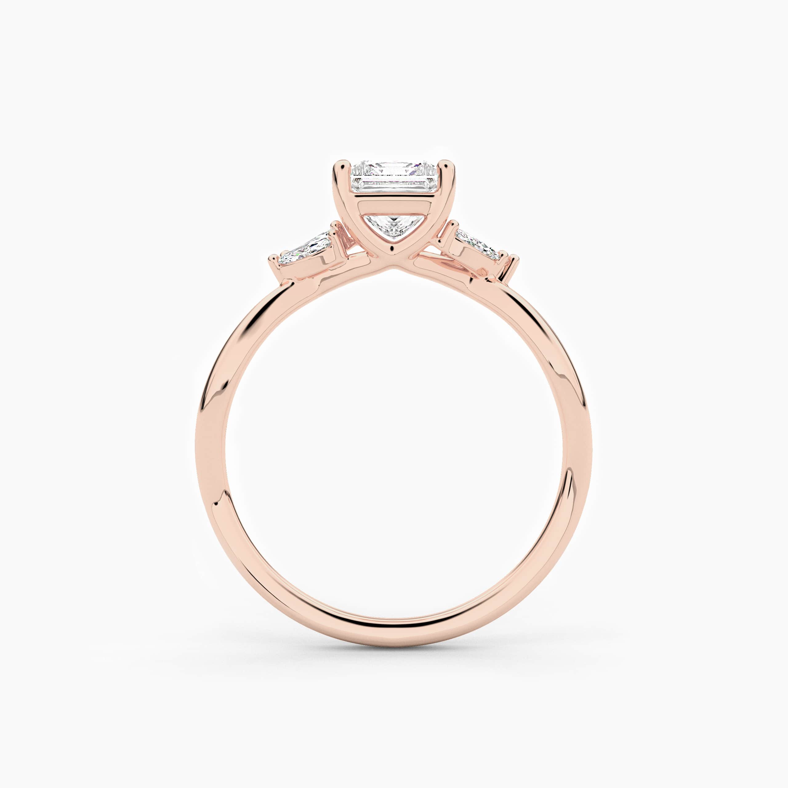 Princess Cut Moissanite Engagement Ring In Nature Inspired Ring In Rose Gold For Woman