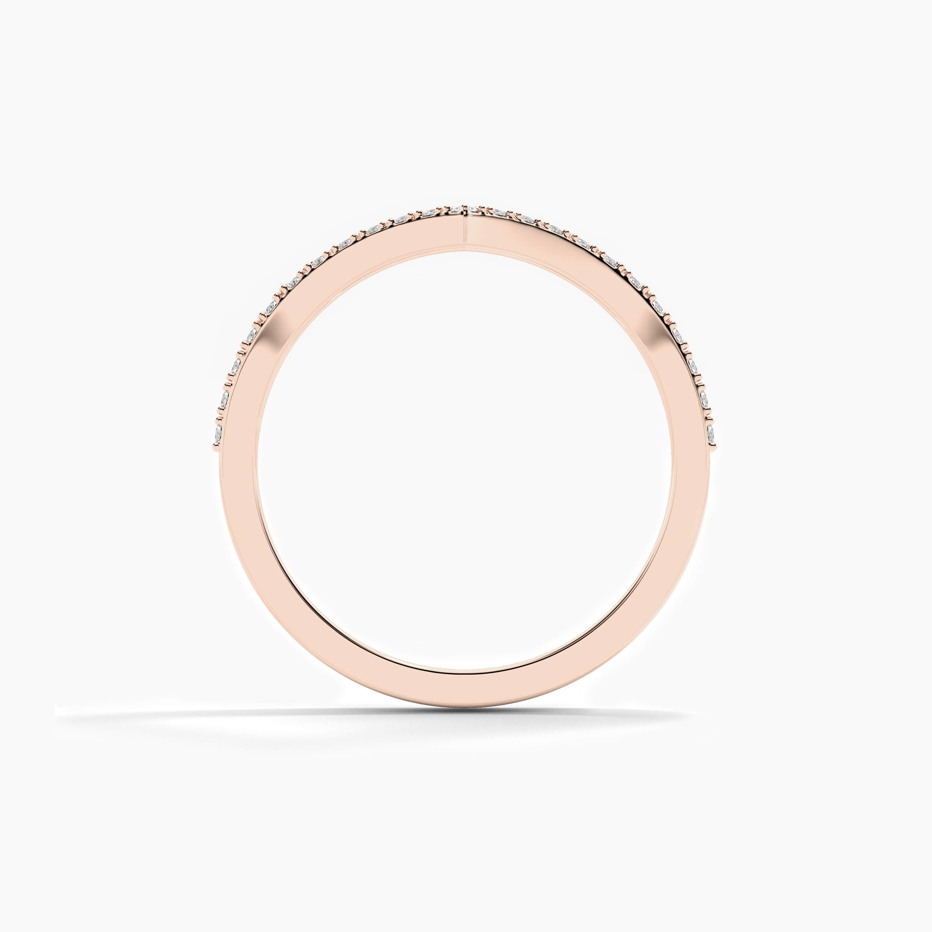 moissanite diamond curved ring in rose gold