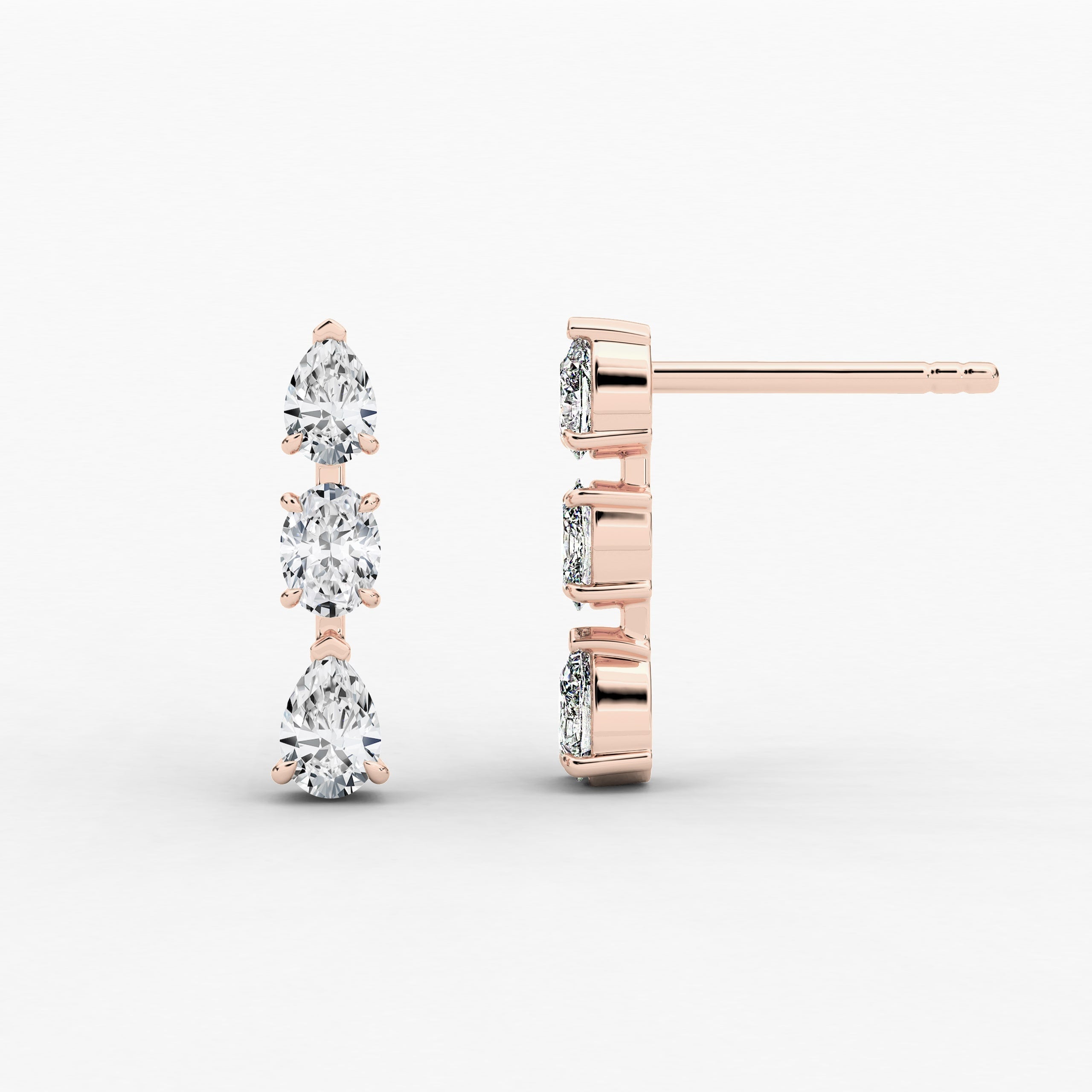 14k Rose gold diamond drop earrings