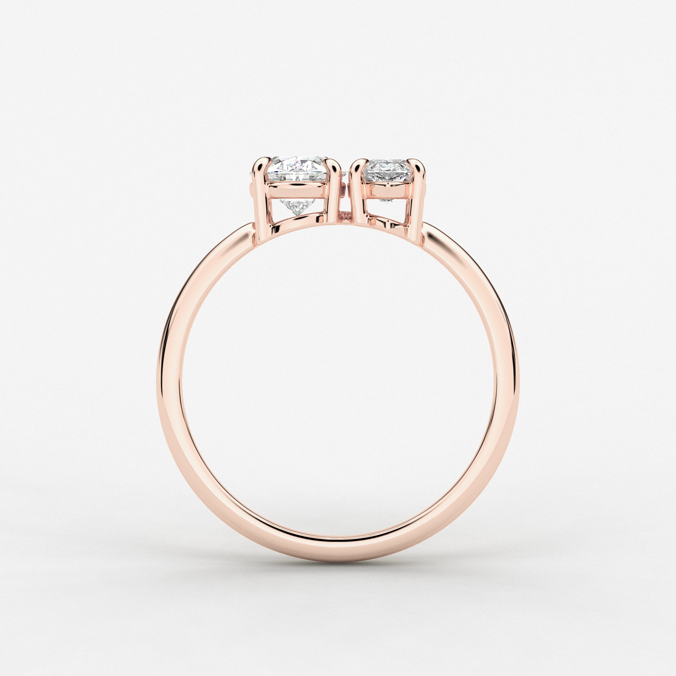 Toi Et Moi Oval Marquise Natural Diamond Engagement Ring In Rose Gold