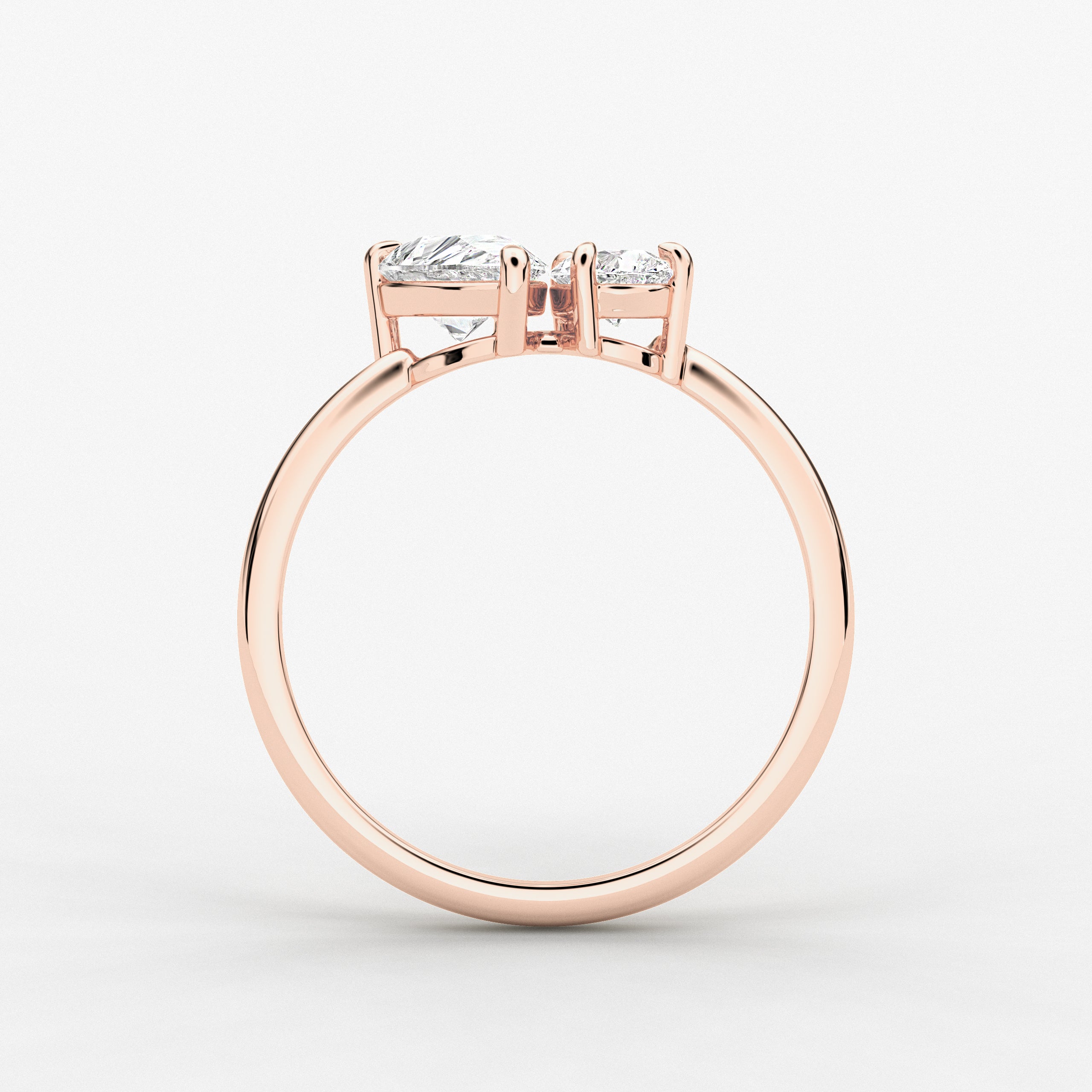 Two Stone Diamond Engagement Ring In Rose Gold