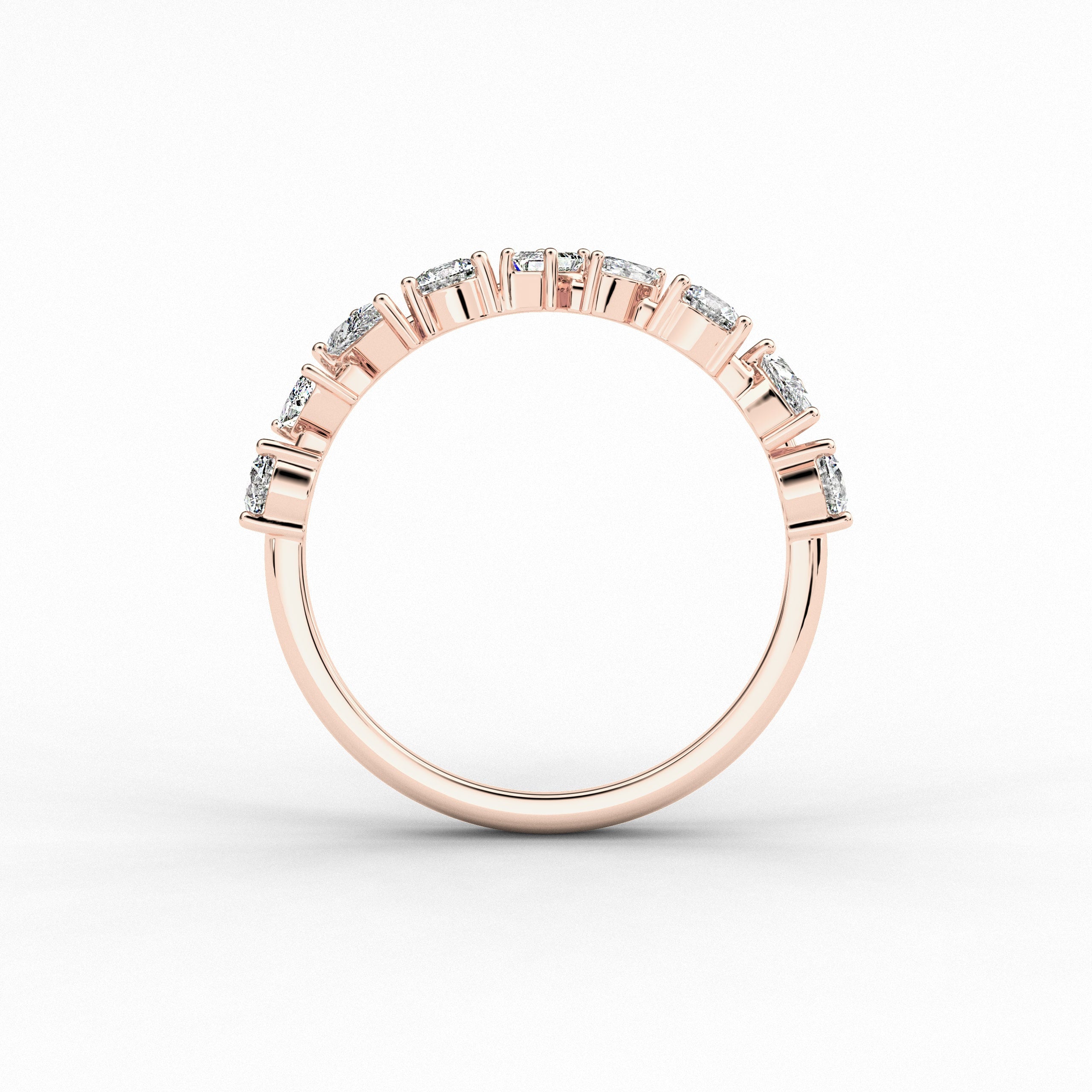 Rose Gold Cluster Engagement Ring In Multi Shape Diamond For Woman