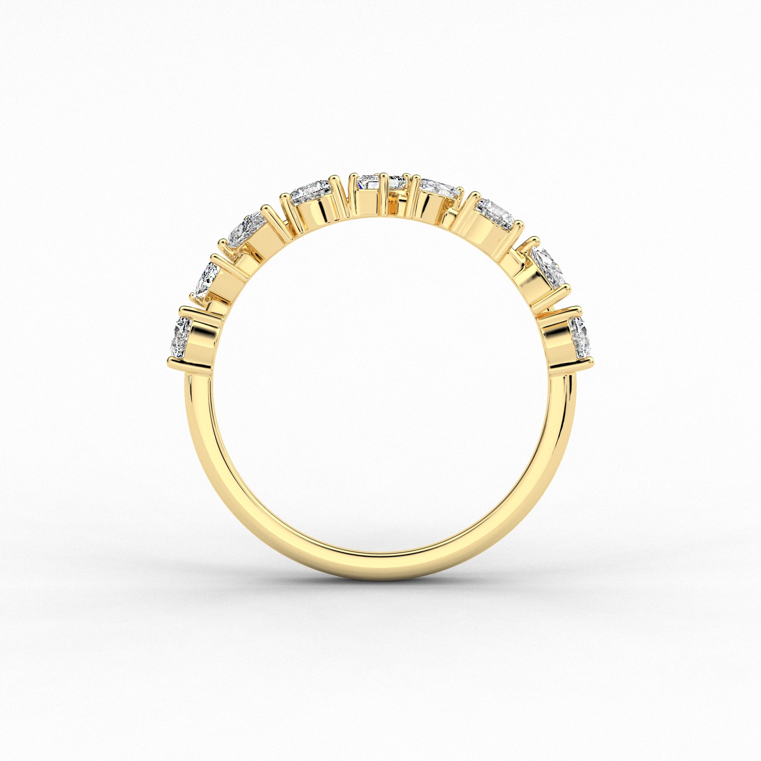 Yellow Gold Cluster Engagement Ring In Multi Shape Diamond For Woman 