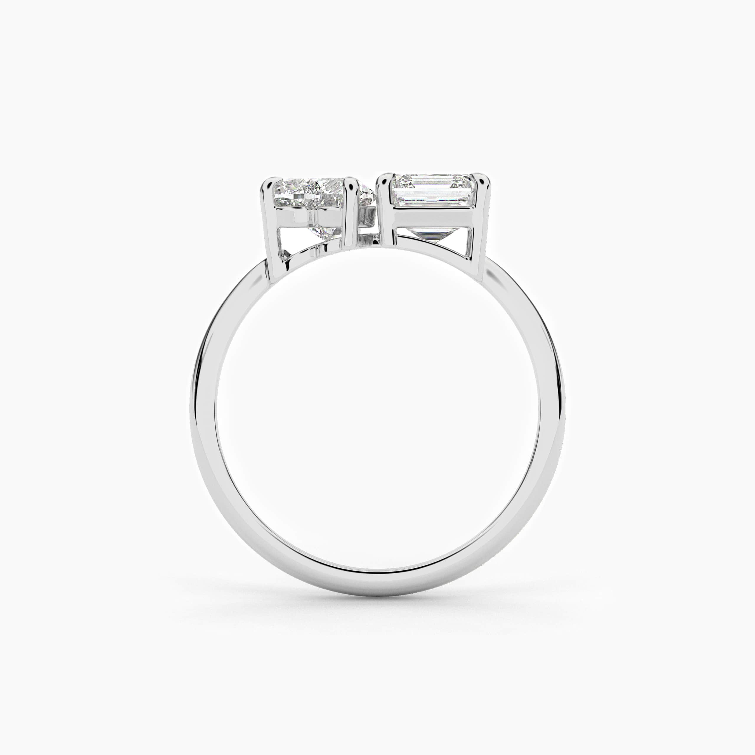 Toi Et Moi Asscher And Heart Cut Ring In White Gold