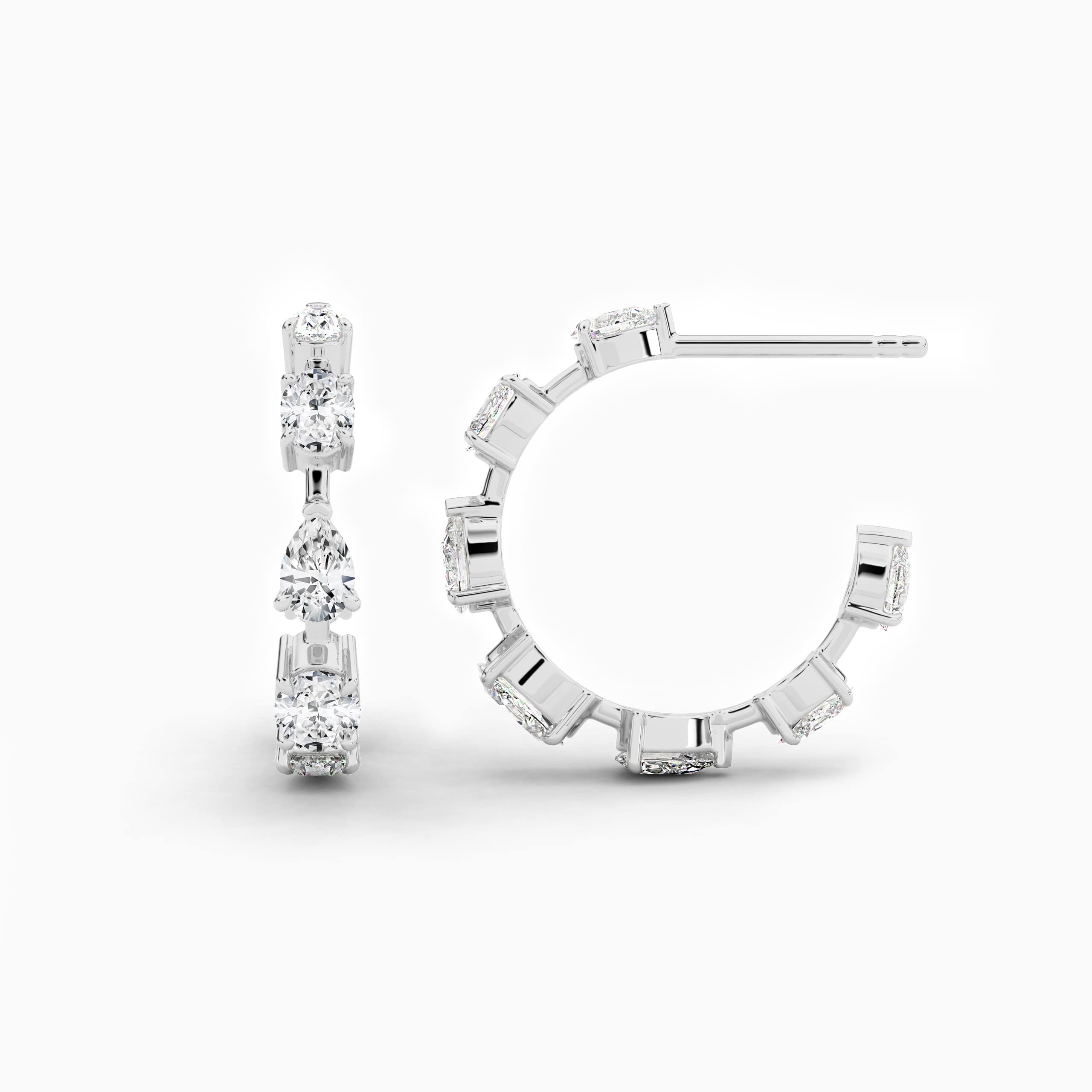 Fancy Shape Cluster Huggie Hoop Earrings