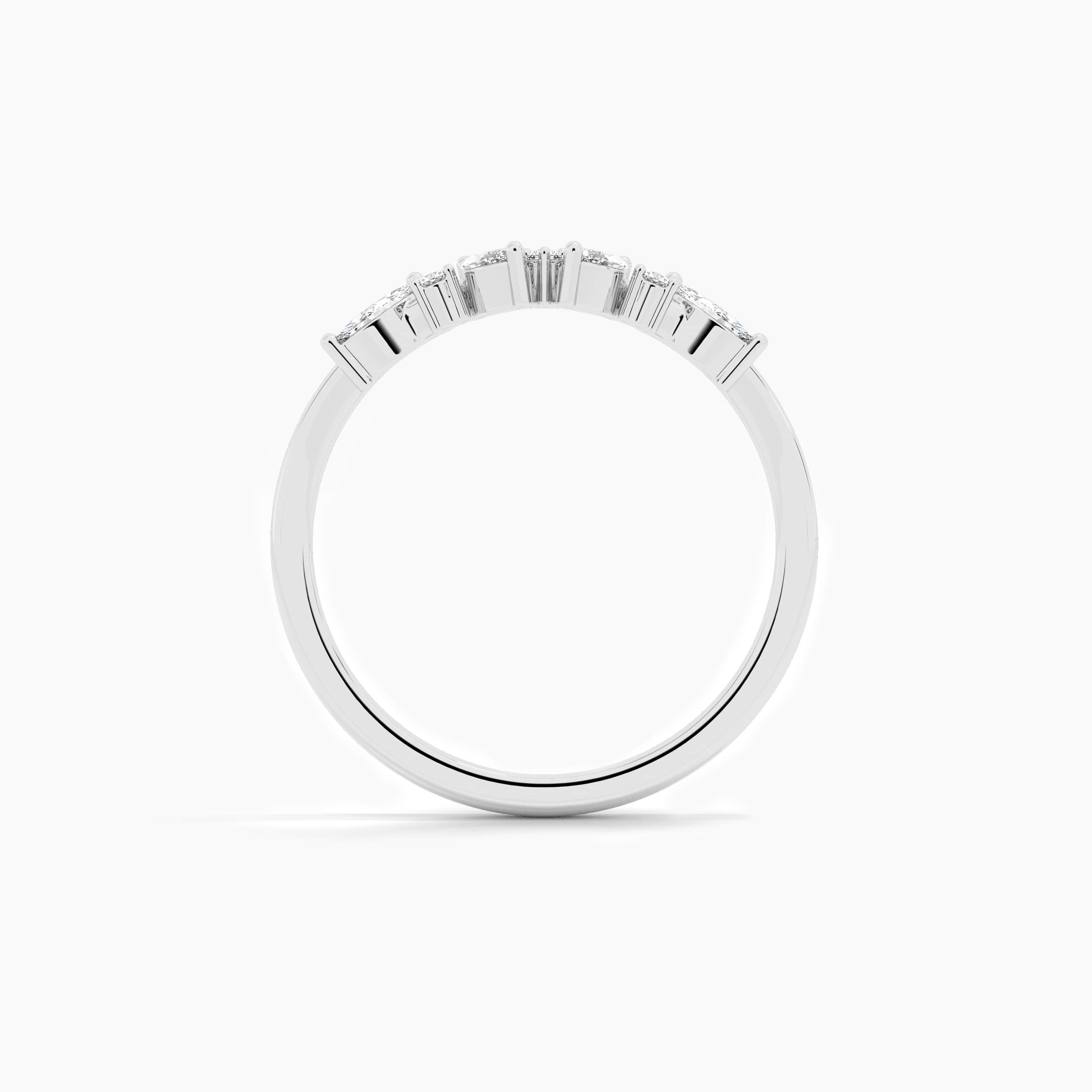 white gold curved ring in lab grown diamond ring