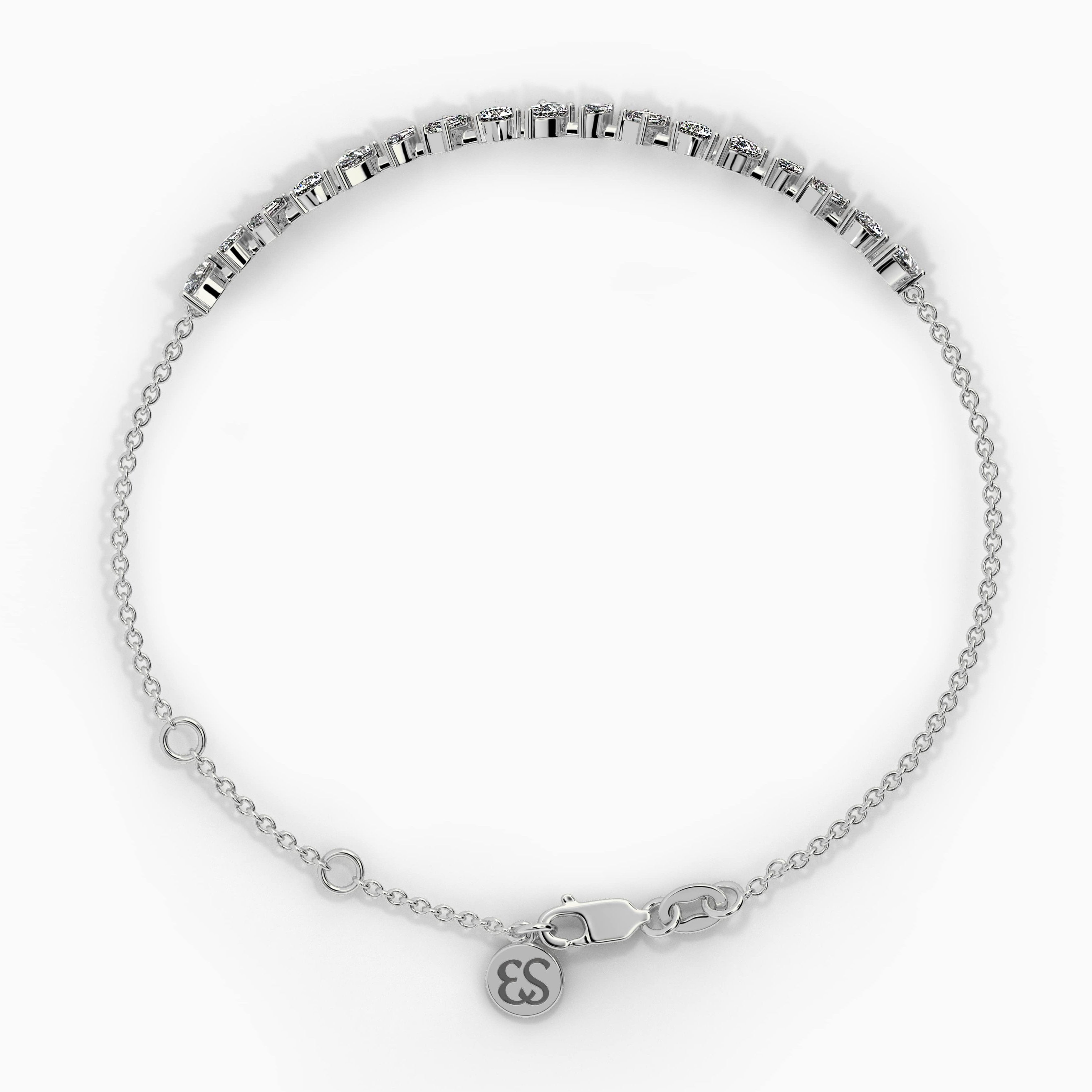 Multi Shape Moissanite Diamond Bracelet In White Gold