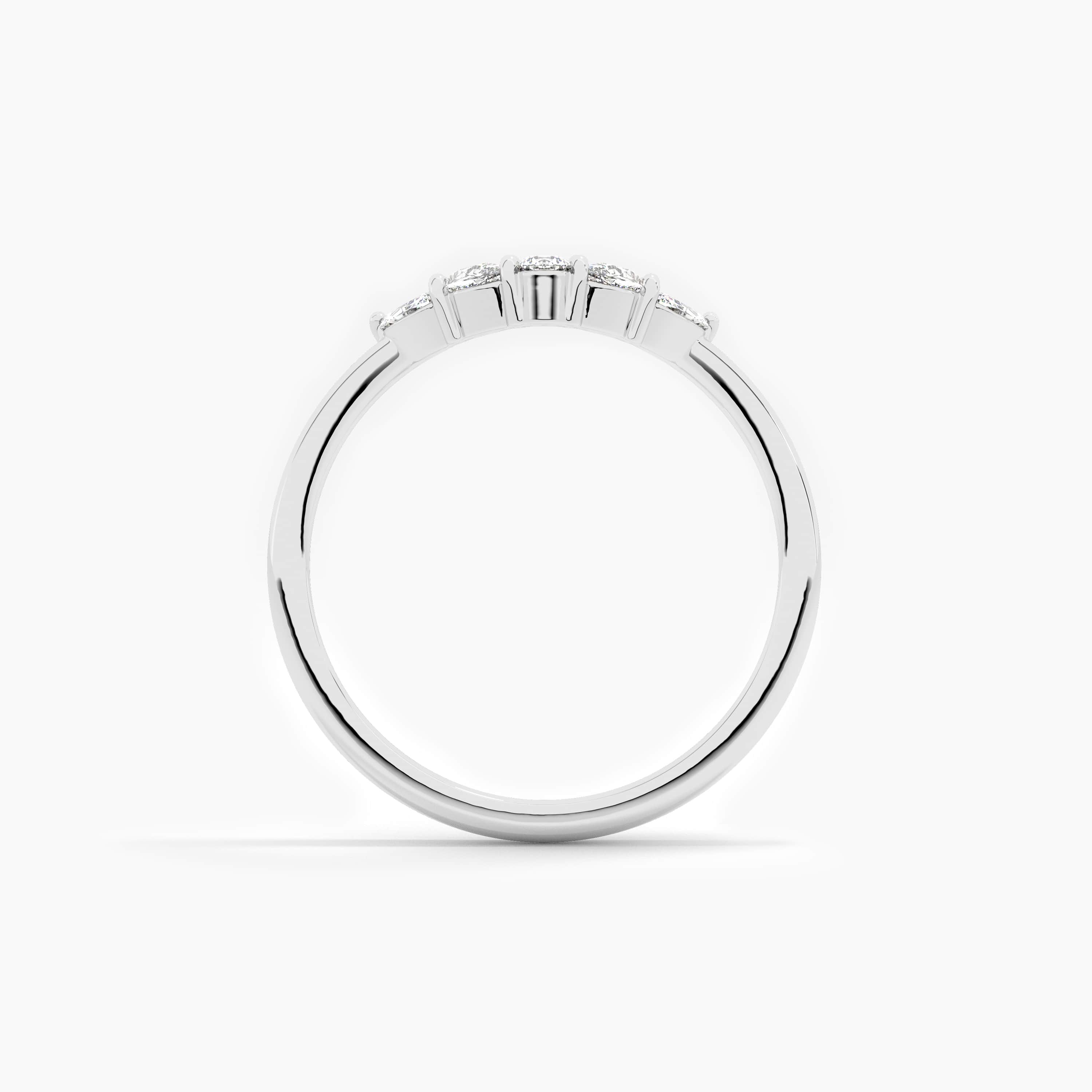 moissanite diamond curved ring in white gold