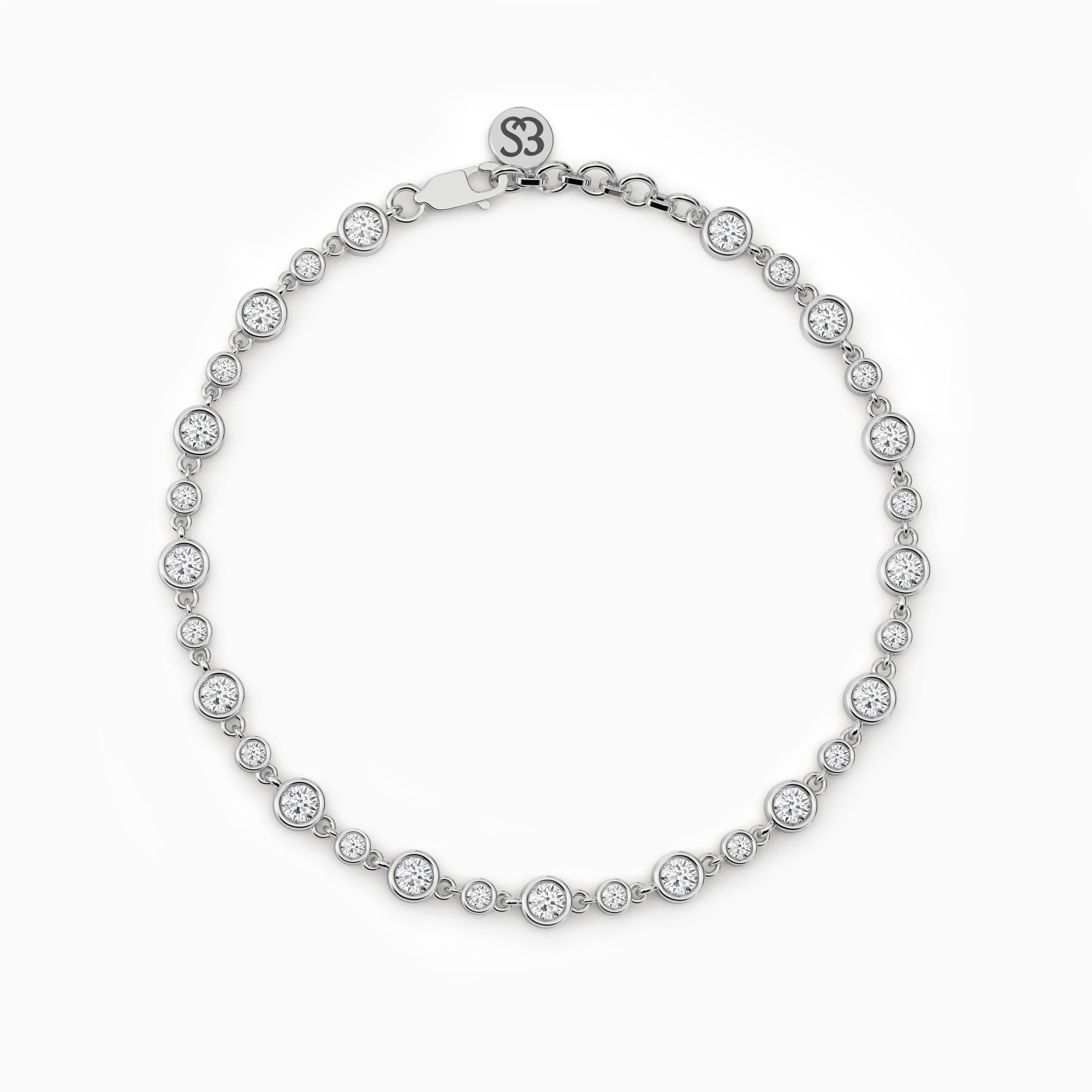 Round Shape Lab Grown Diamond Tennis Bracelet For Woman's In White Gold 