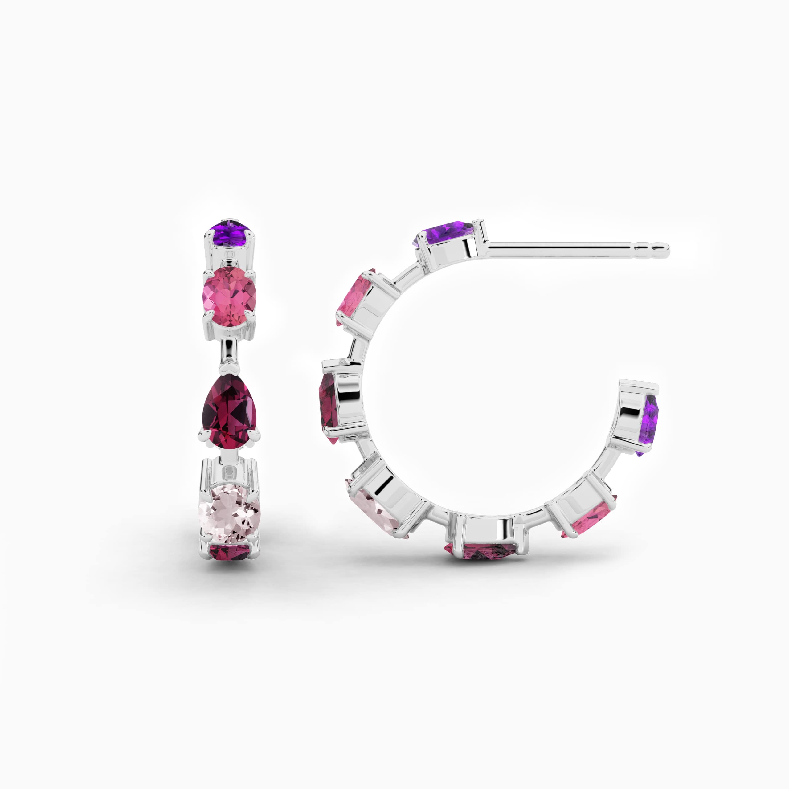 multi colored gemstone hoop earrings