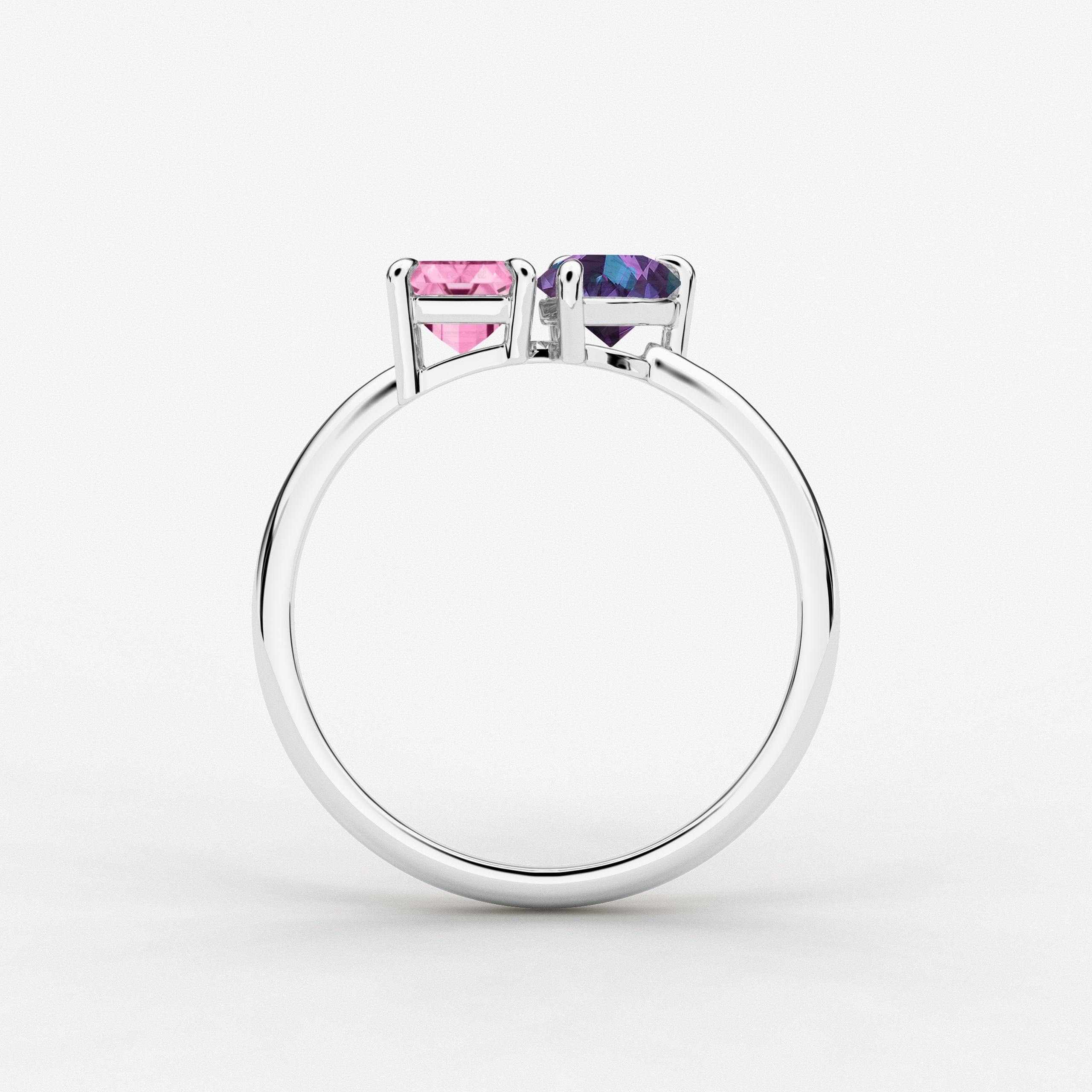  Birthstones Engagement Ring in white gold 