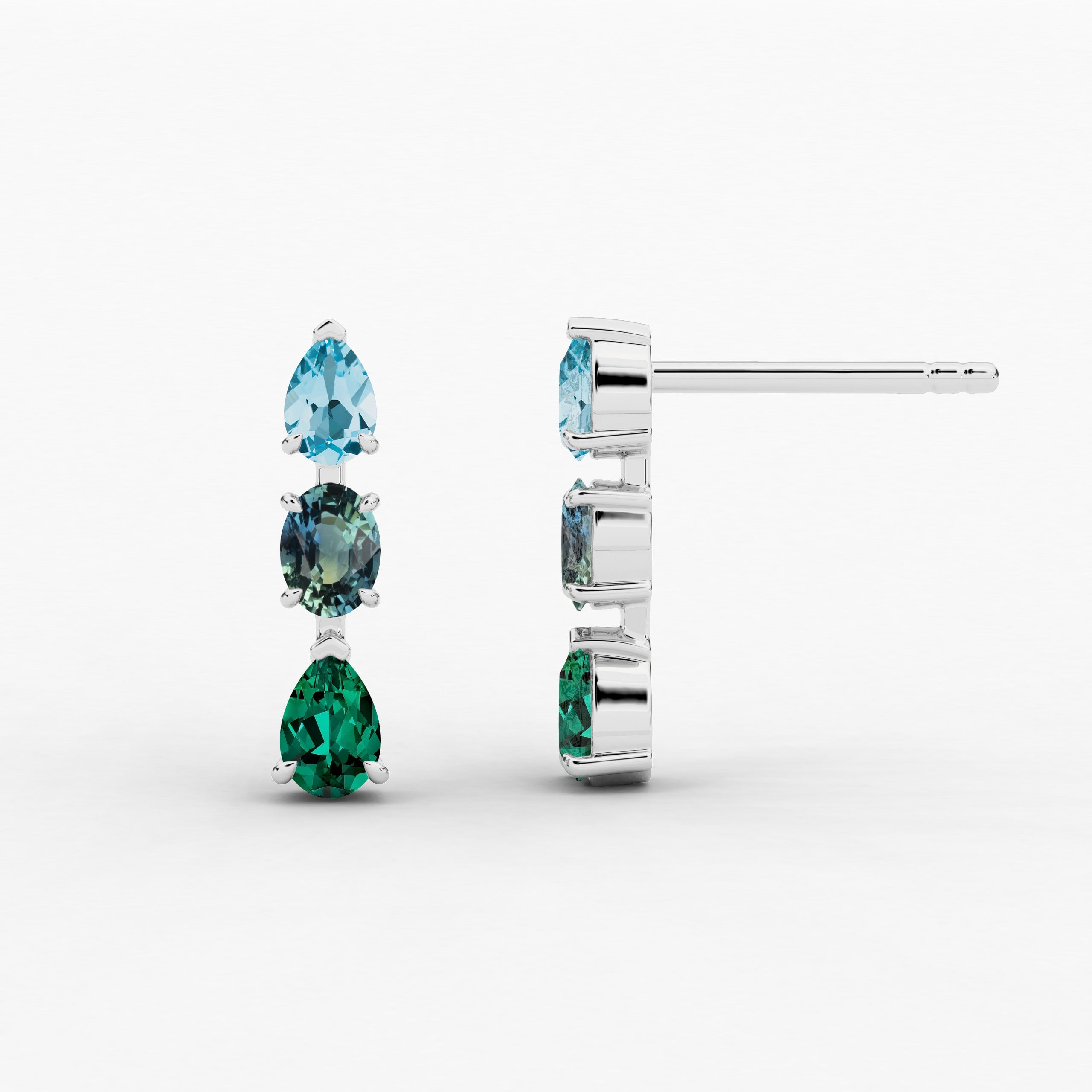 precious stone earrings in white gold