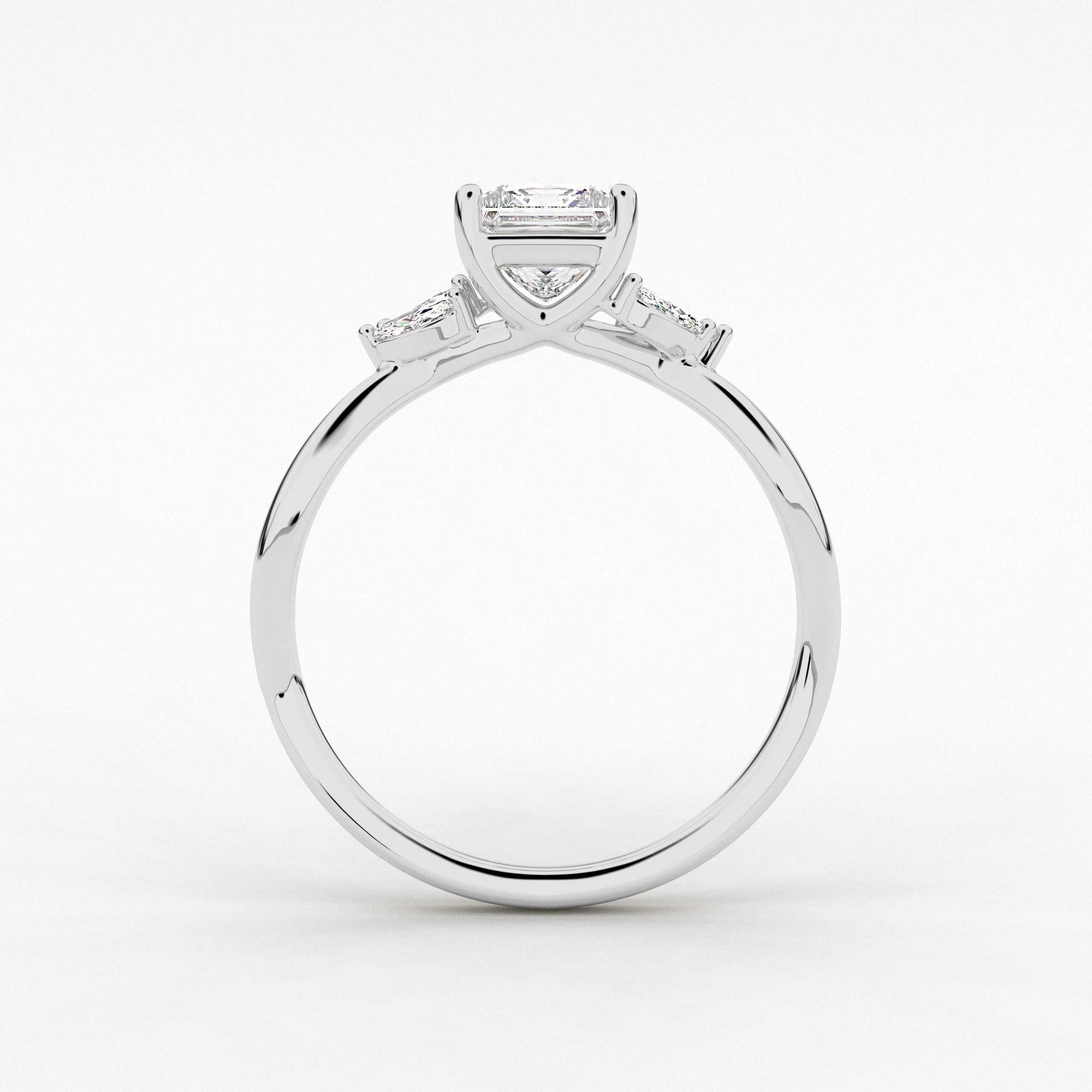 Princess Cut Moissanite Engagement Ring In Nature Inspired Ring For Woman In White Gold