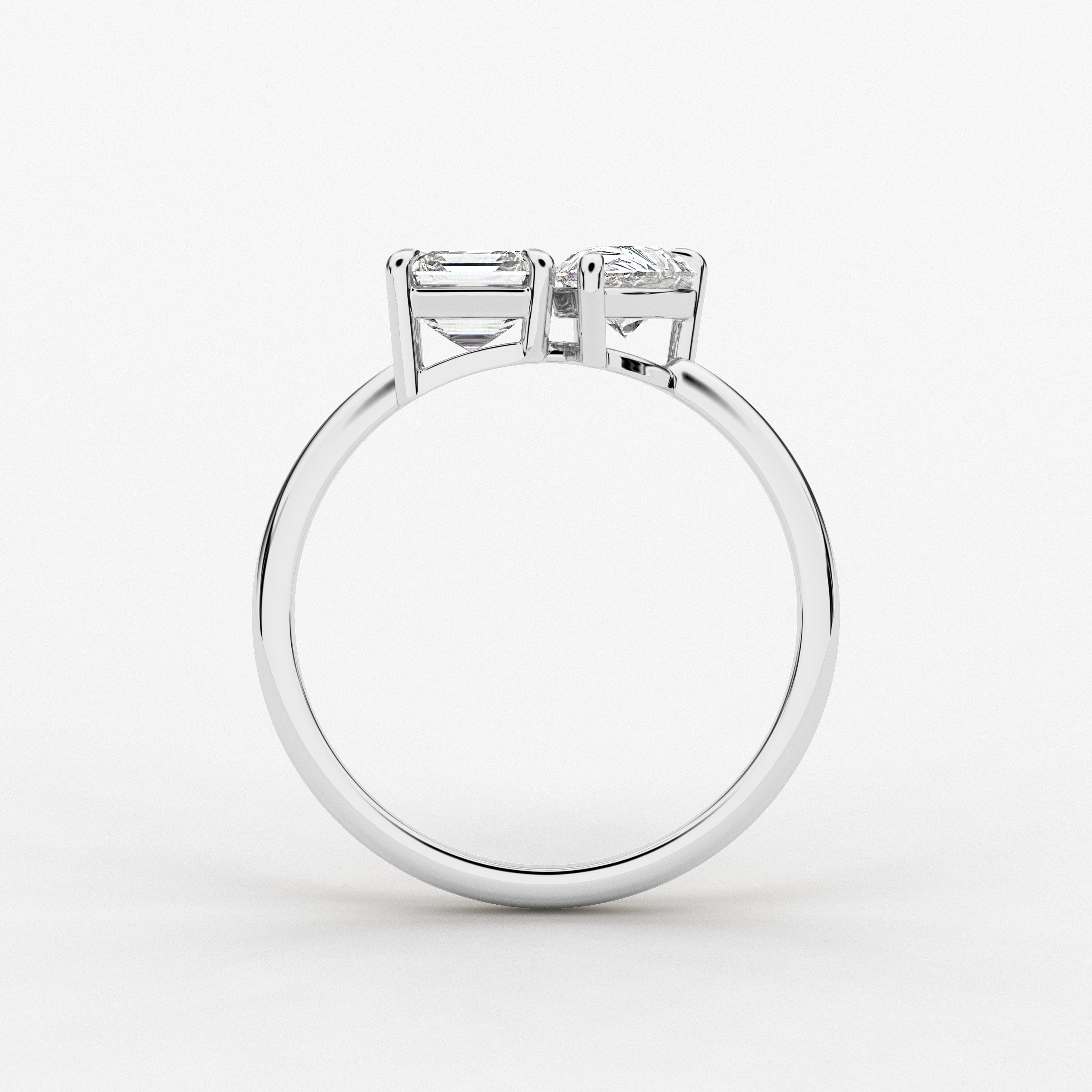 Pear & Asscher Toi et Moi Moissanite Ring In White Gold For Woman For Wedding Ring 