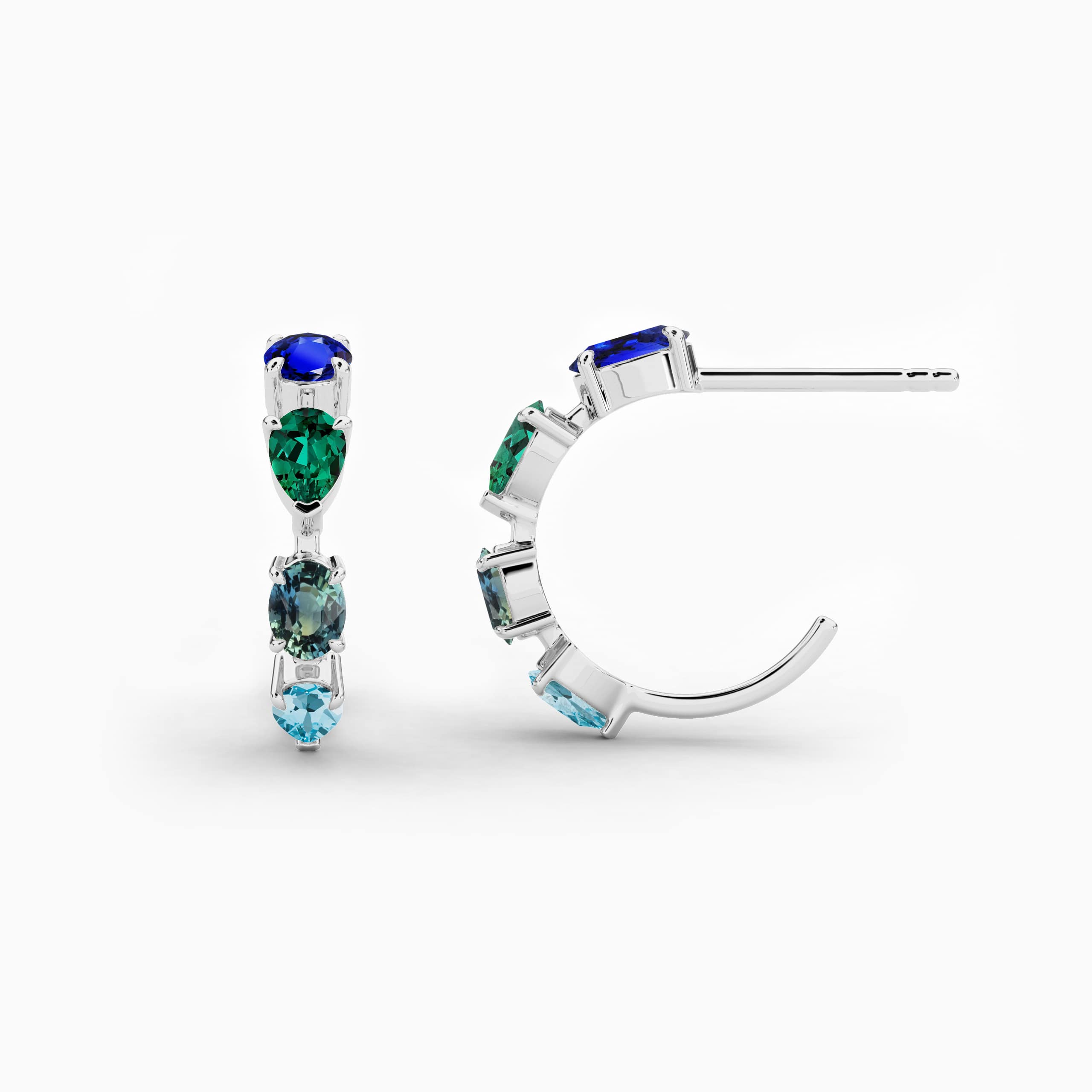 big gemstone earrings in white gold