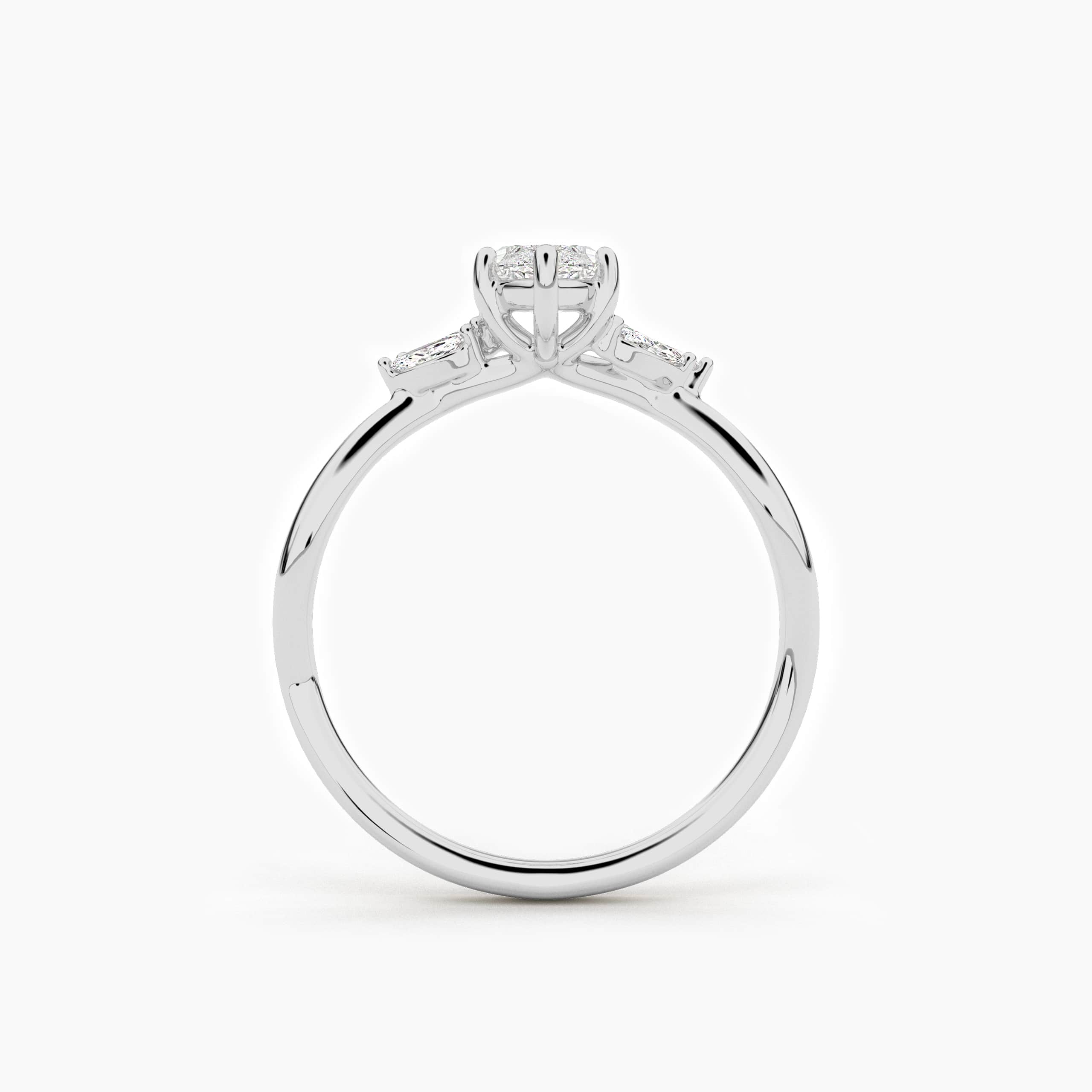 White Gold Marquise Cut Moissanite Diamond In Nature Inspired For Woman