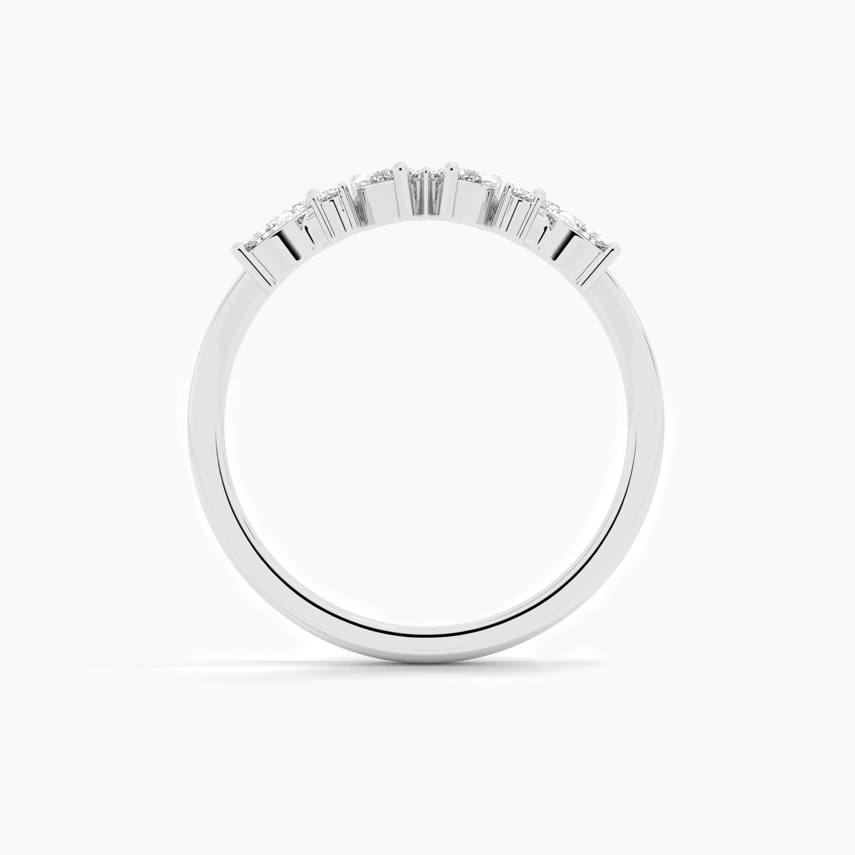 white gold curved ring in lab grown diamond ring