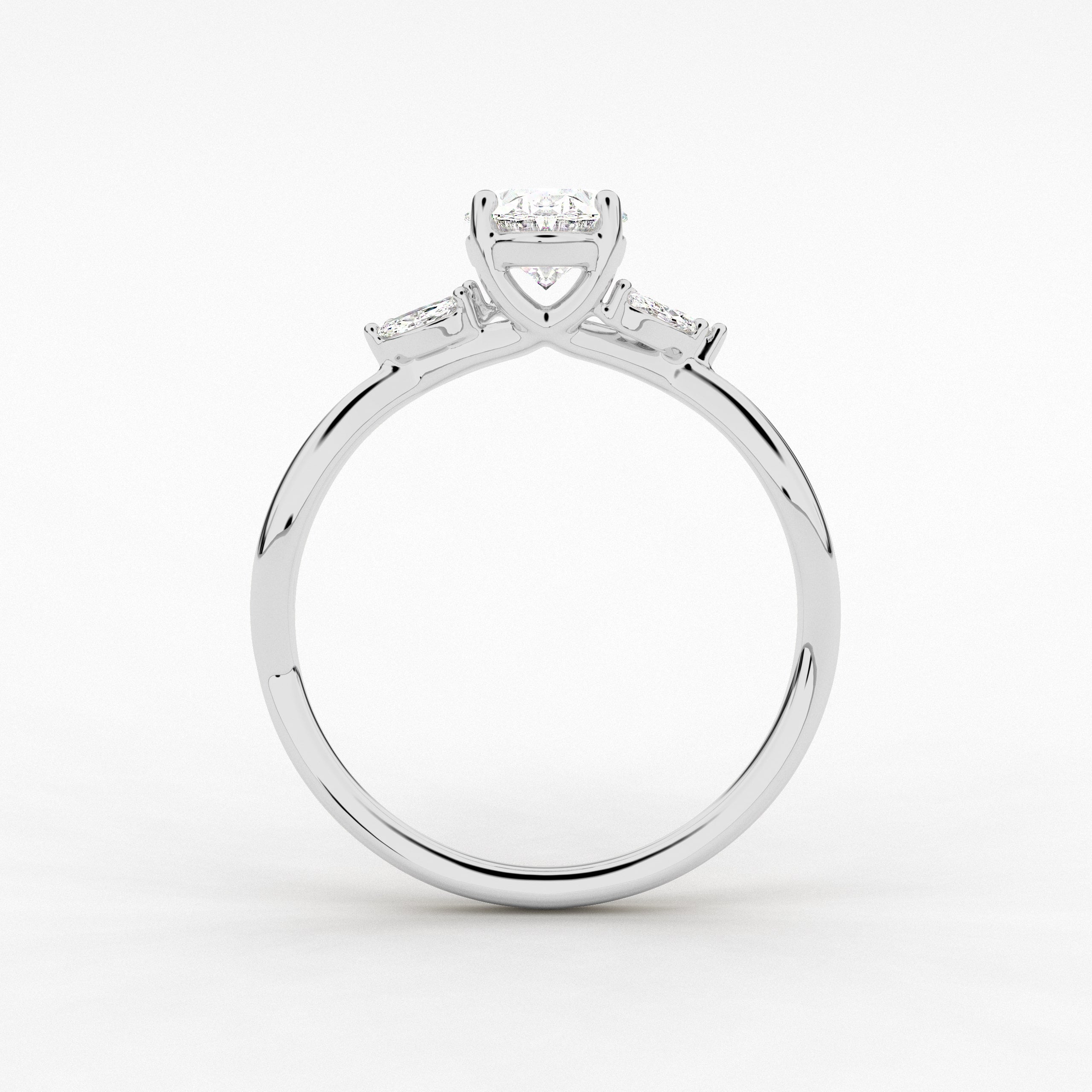 Nature Inspired Engagement Ring In Oval Cut Diamond In Marquise Cut In White Gold