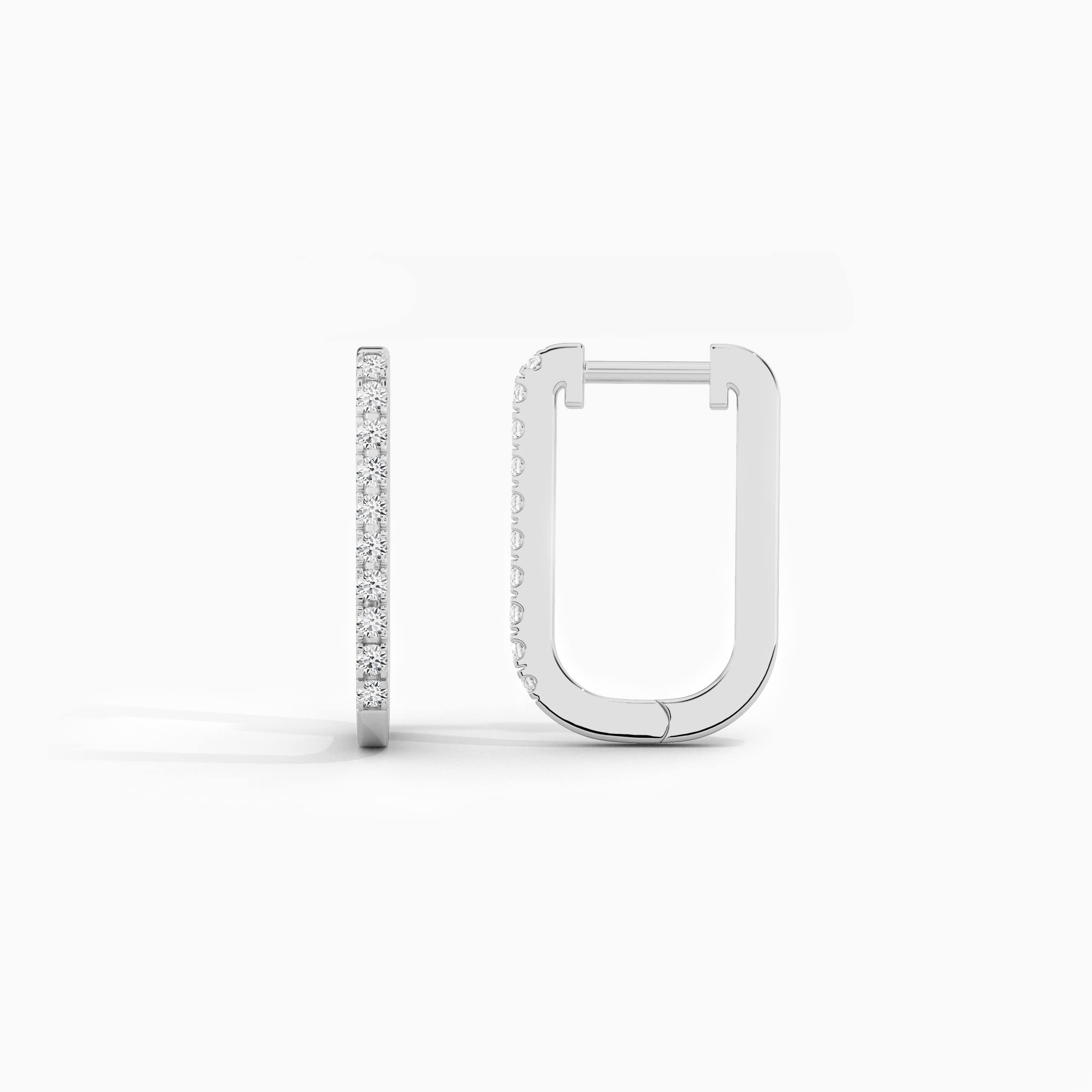 White gold paperclip hoop earrings