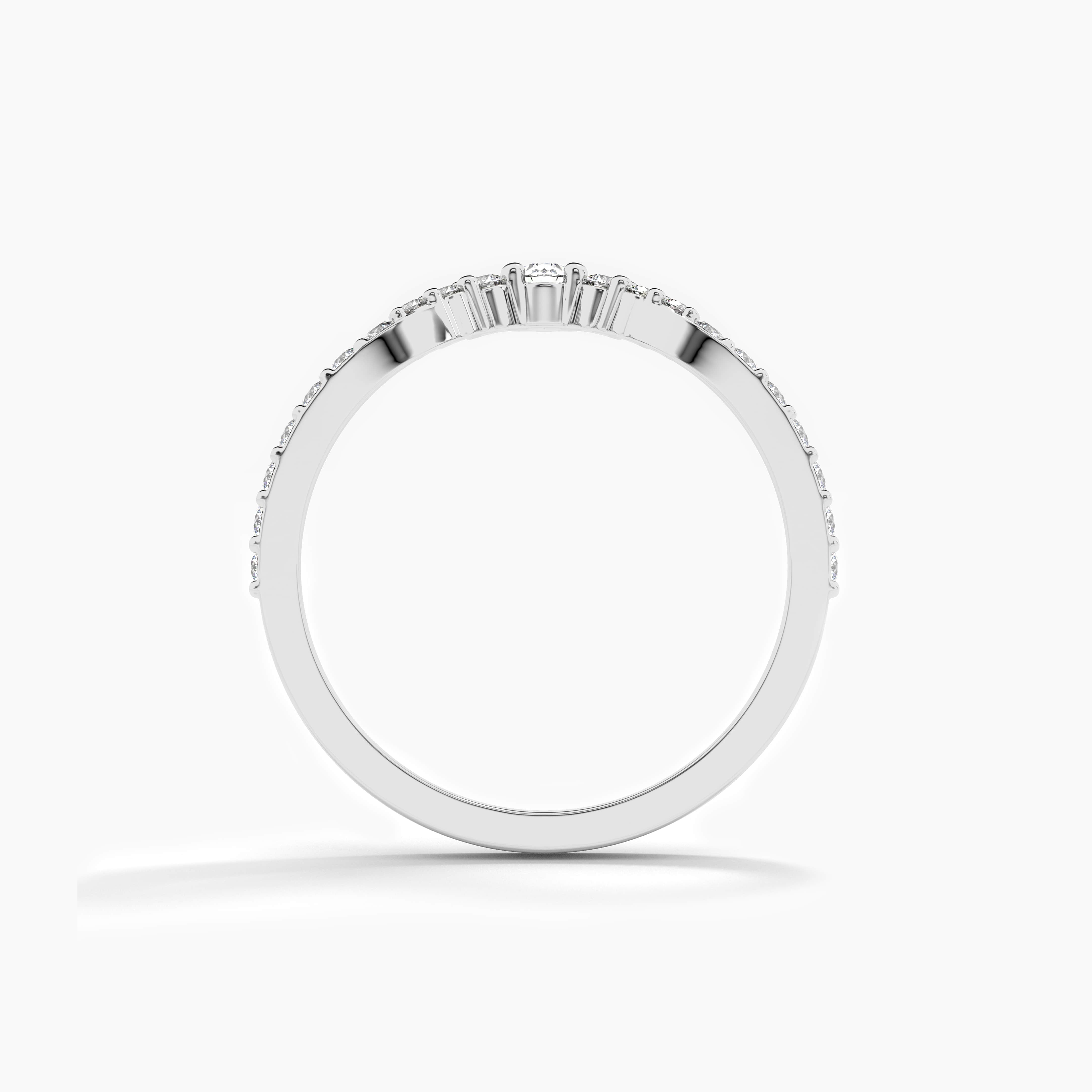 moissanite diamond curved band white gold