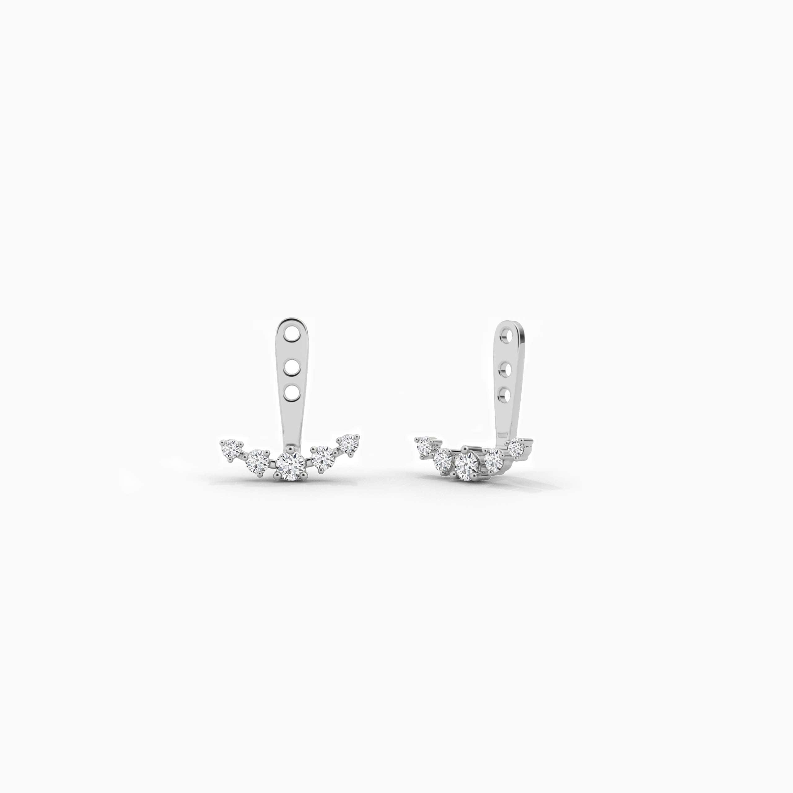 Round Cut Lab Grown Diamond Jacket Earring For Woman
