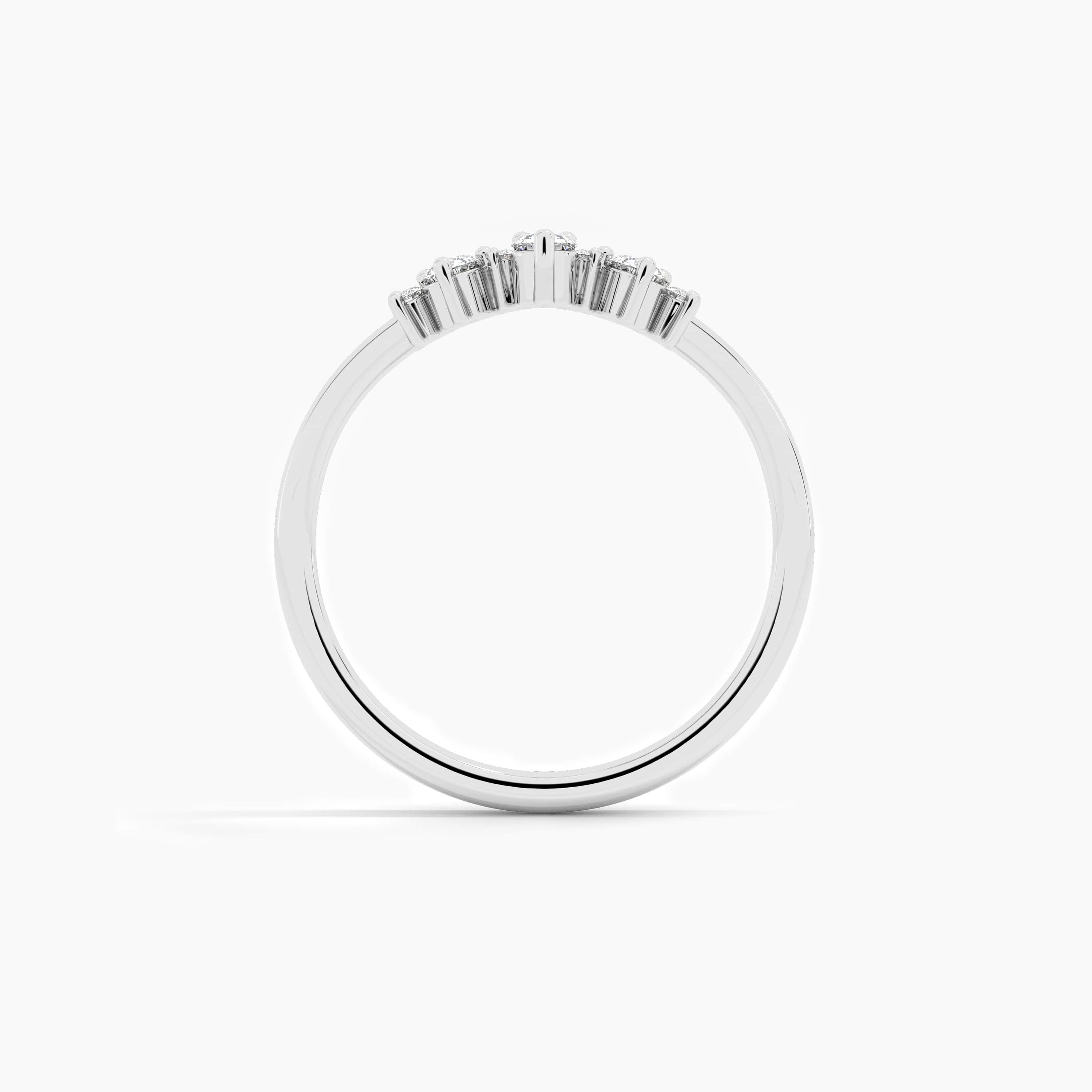 round diamond curved ring white gold