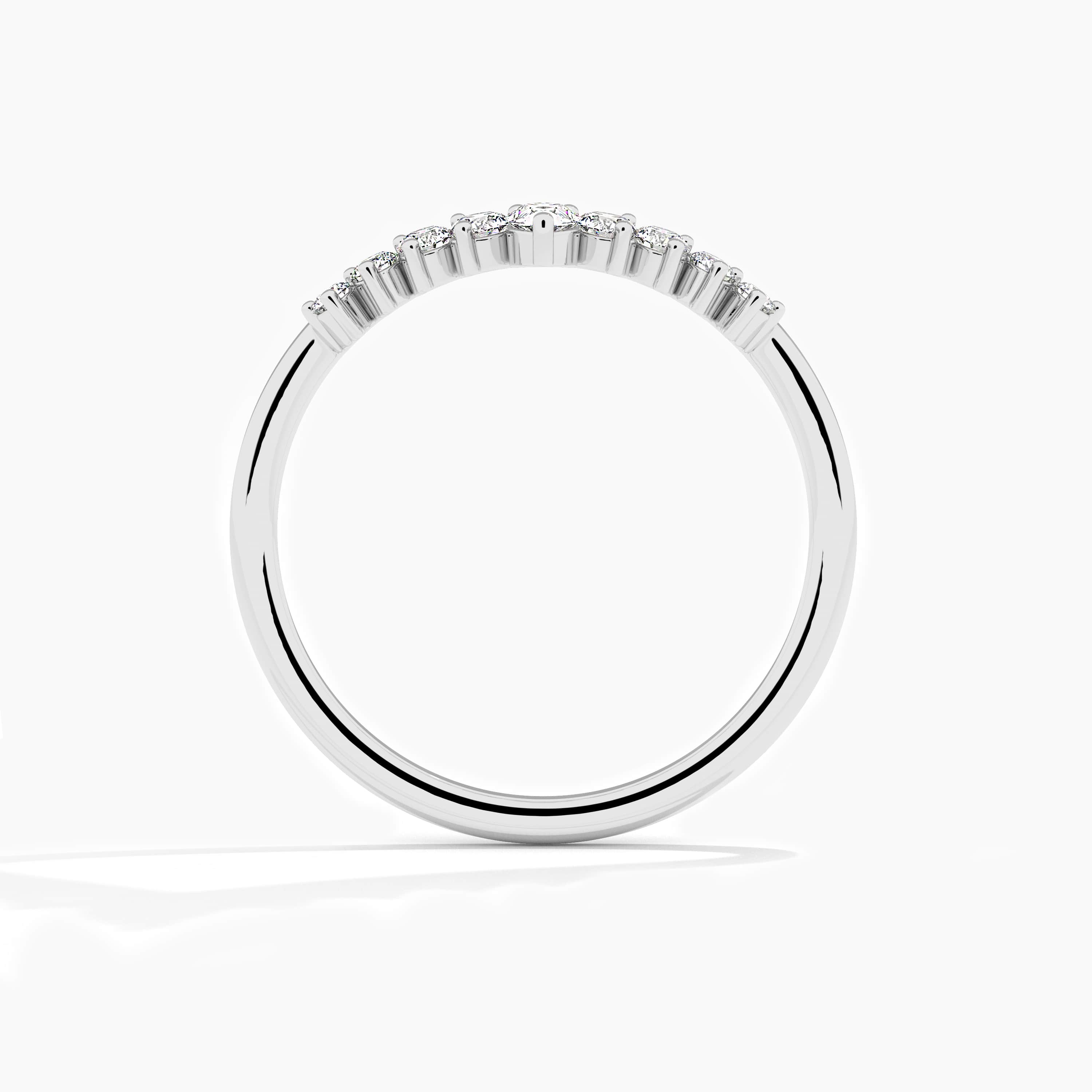 white gold lab grown diamond curved ring