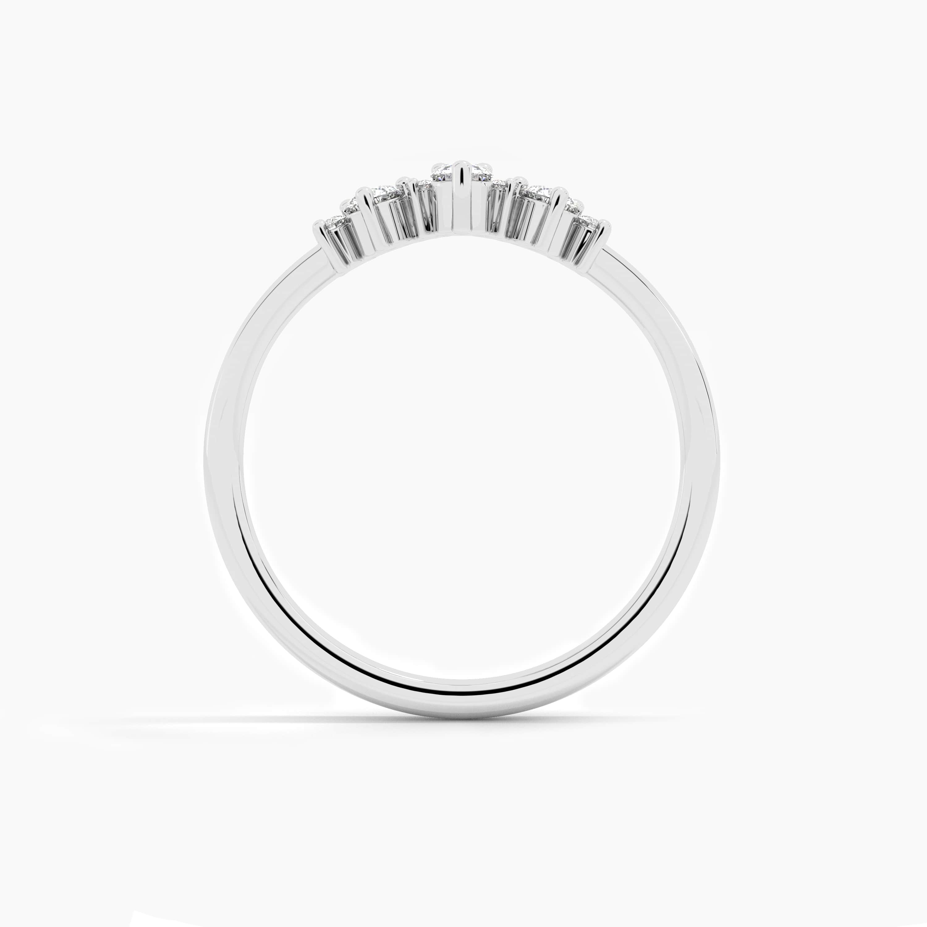  round diamond curved ring white gold 