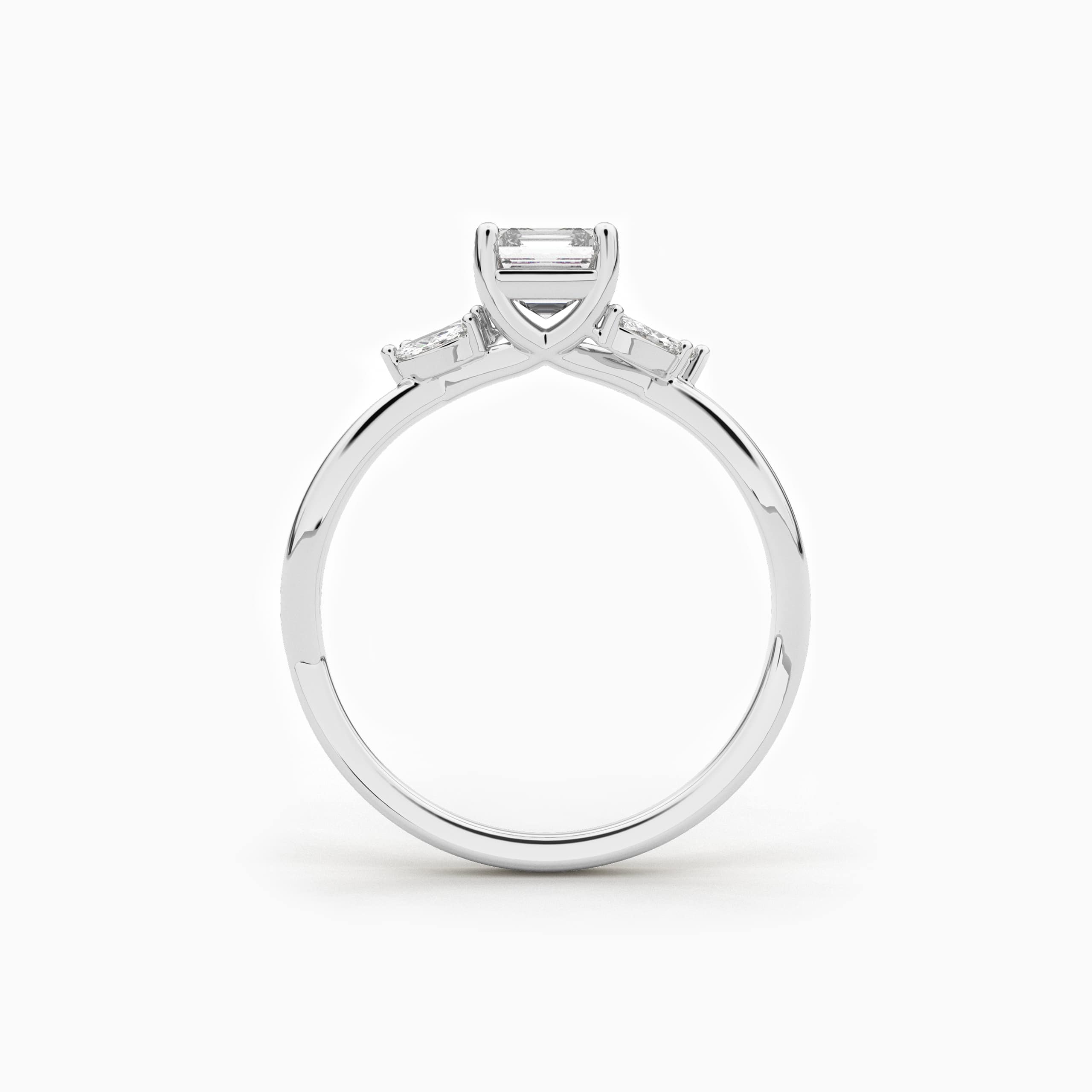 Asscher Cut Marquise Side Stones Engagement Ring