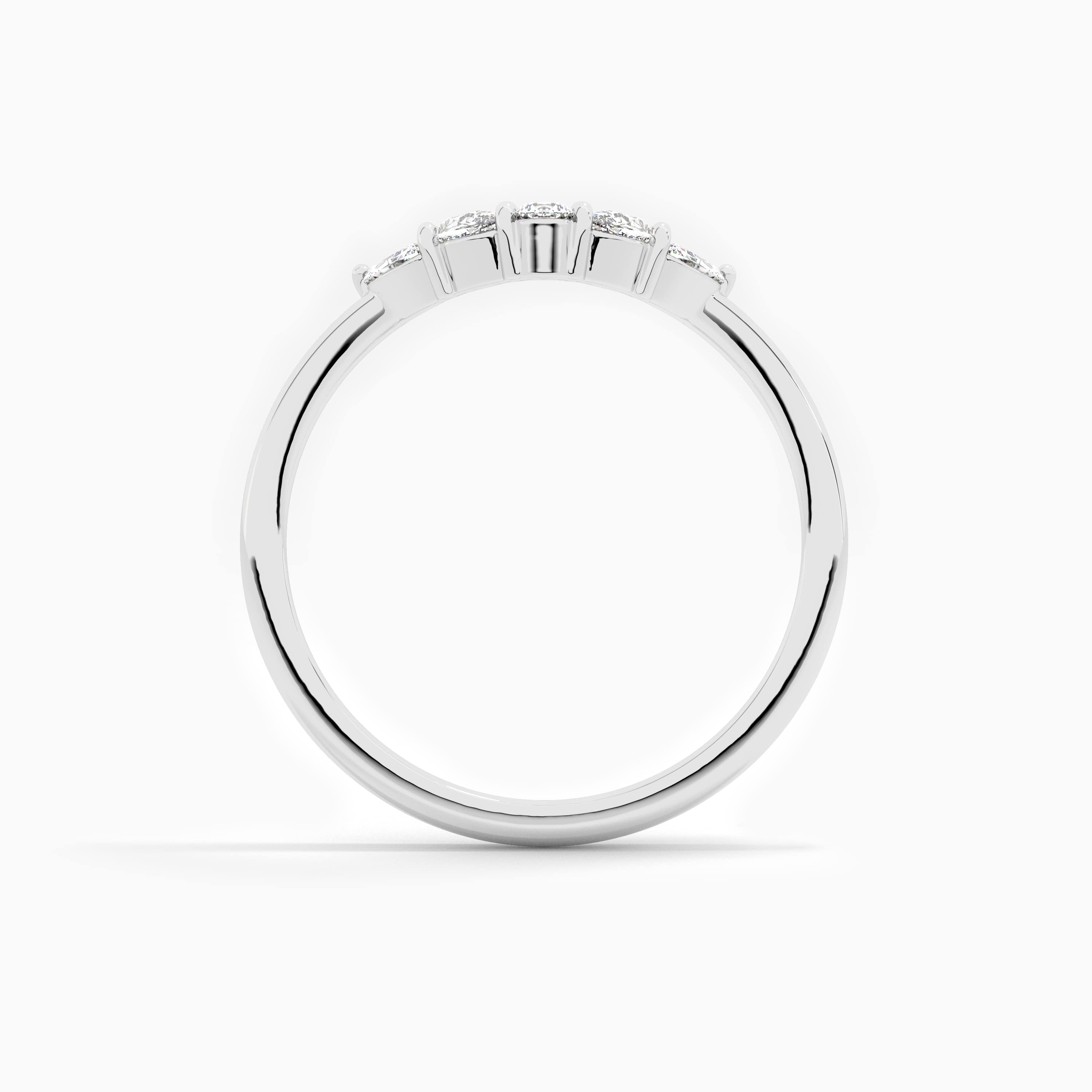 moissanite diamond curved ring in white gold 