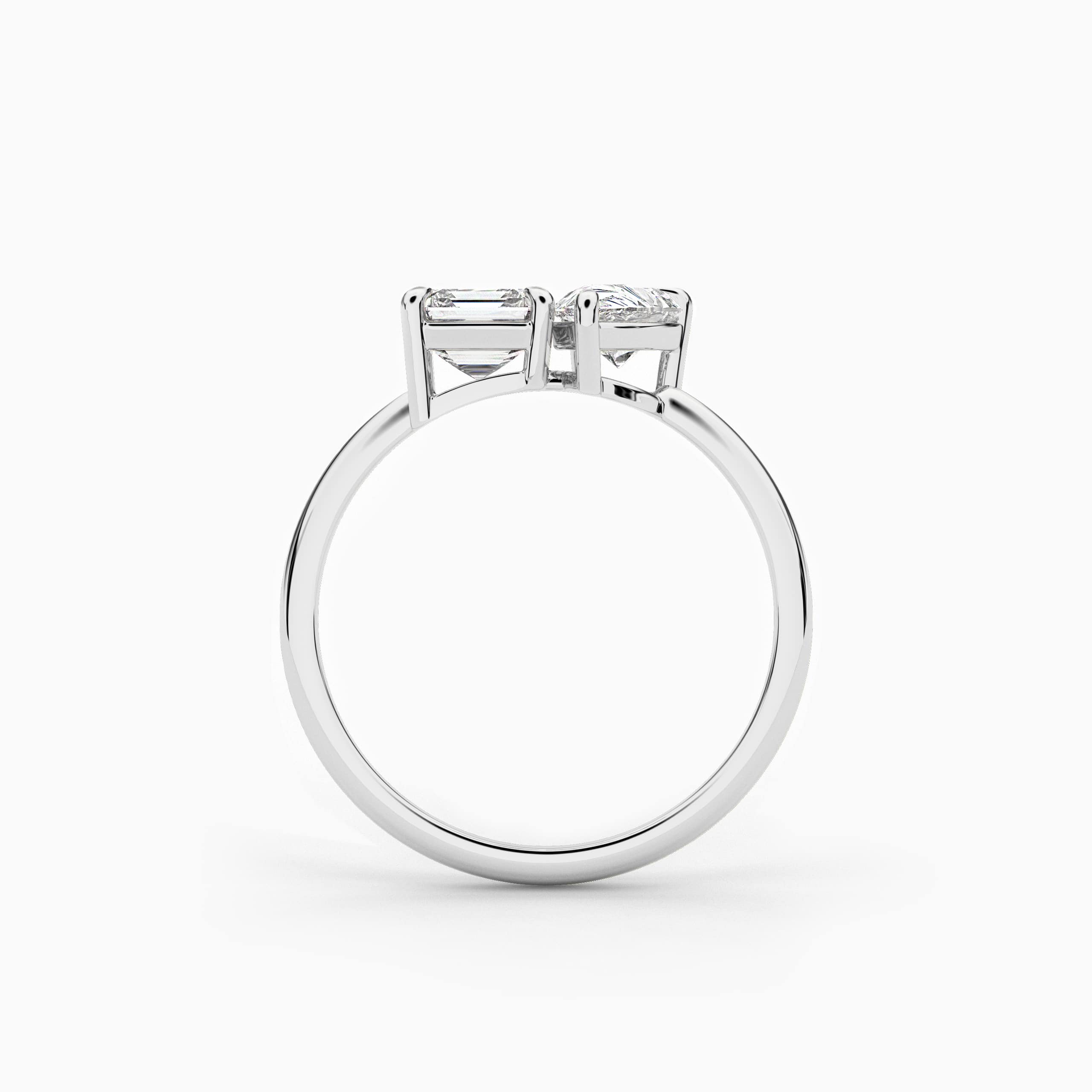 Pear & Asscher Toi et Moi Moissanite Ring In White Gold For Woman For Wedding Ring