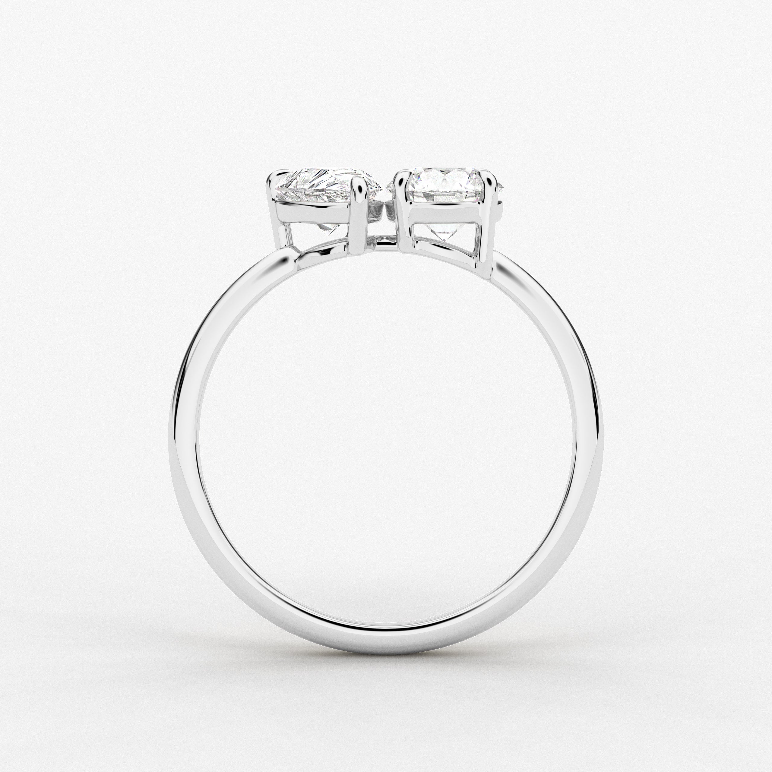 Round And Pear Cut Toi Et Moi Engagement Ring In Lab Grown Diamond In White Gold 